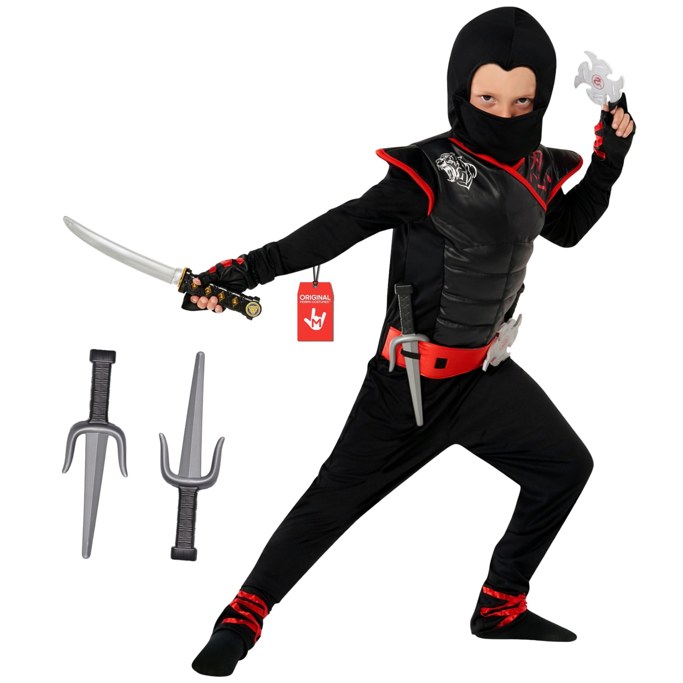 Morph Deluxe Boys Ninja Costume With Ninjas Toy Accessories, Ninja Costumes Kids, Boys Ninjas Costume