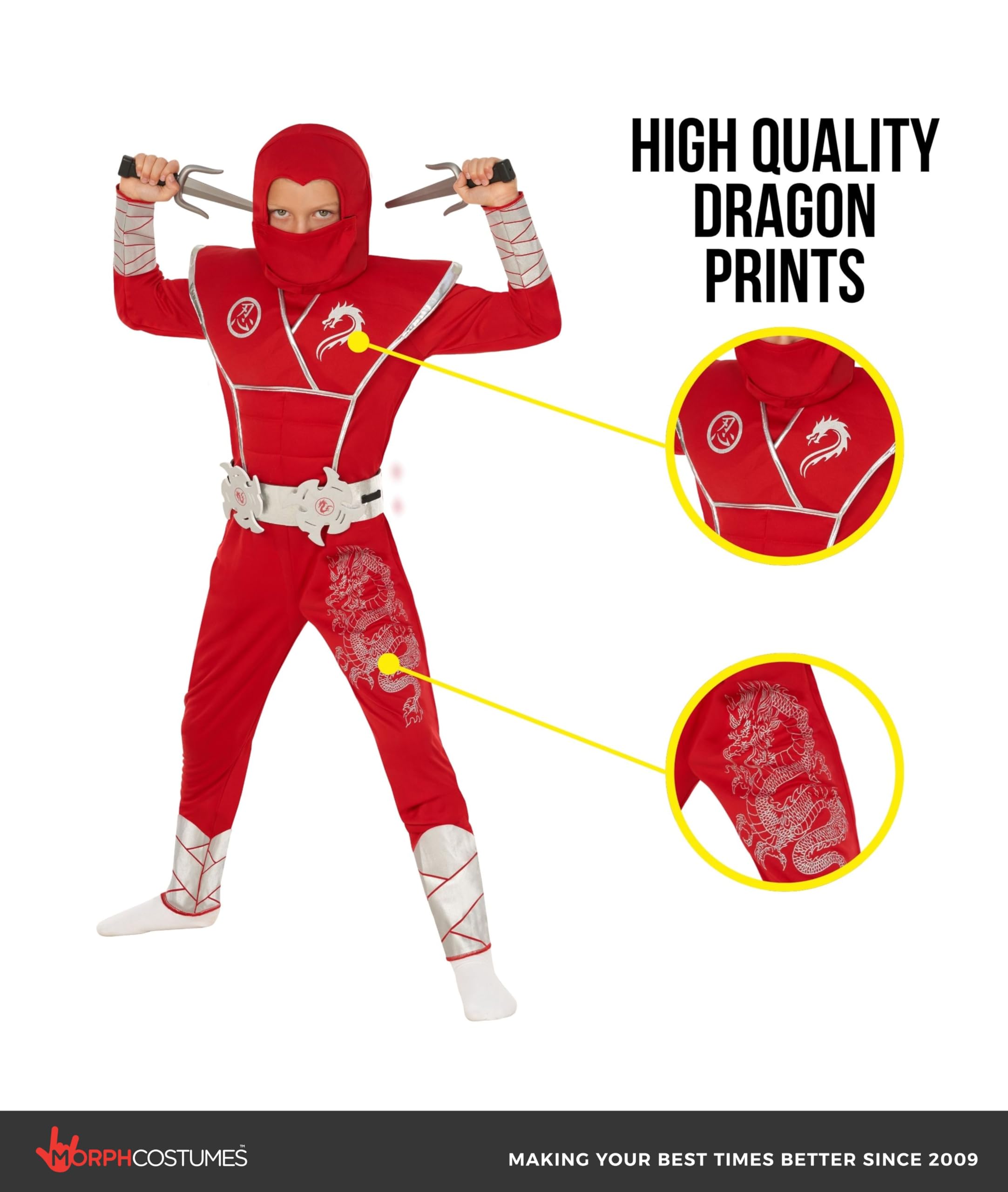 Morph Deluxe Boys Ninja Costume With Ninjas Warrior Toy Accessory, Kids Ninja Costumes, Boy Halloween Costume - Image 3
