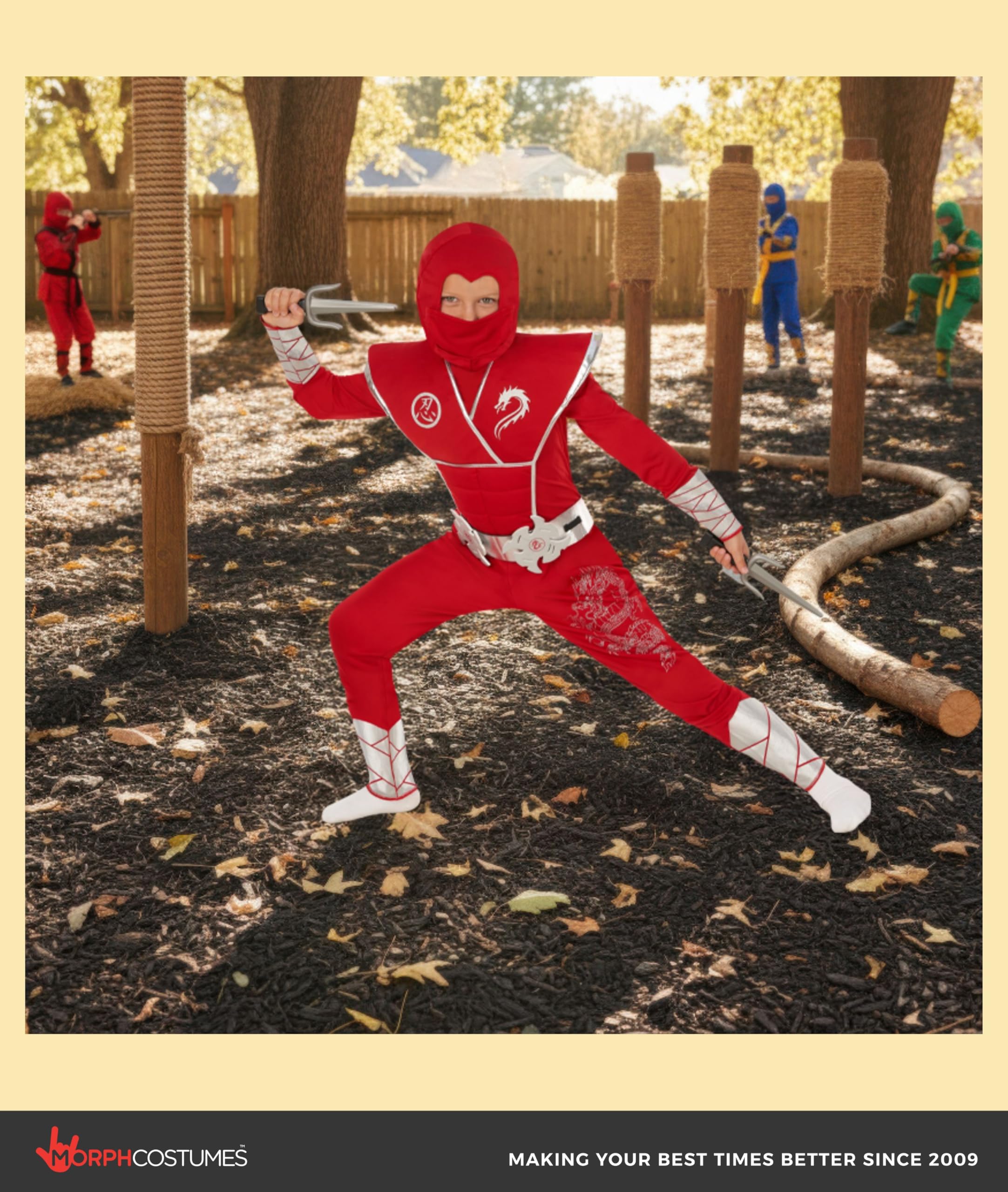 Morph Deluxe Boys Ninja Costume With Ninjas Warrior Toy Accessory, Kids Ninja Costumes, Boy Halloween Costume - Image 5