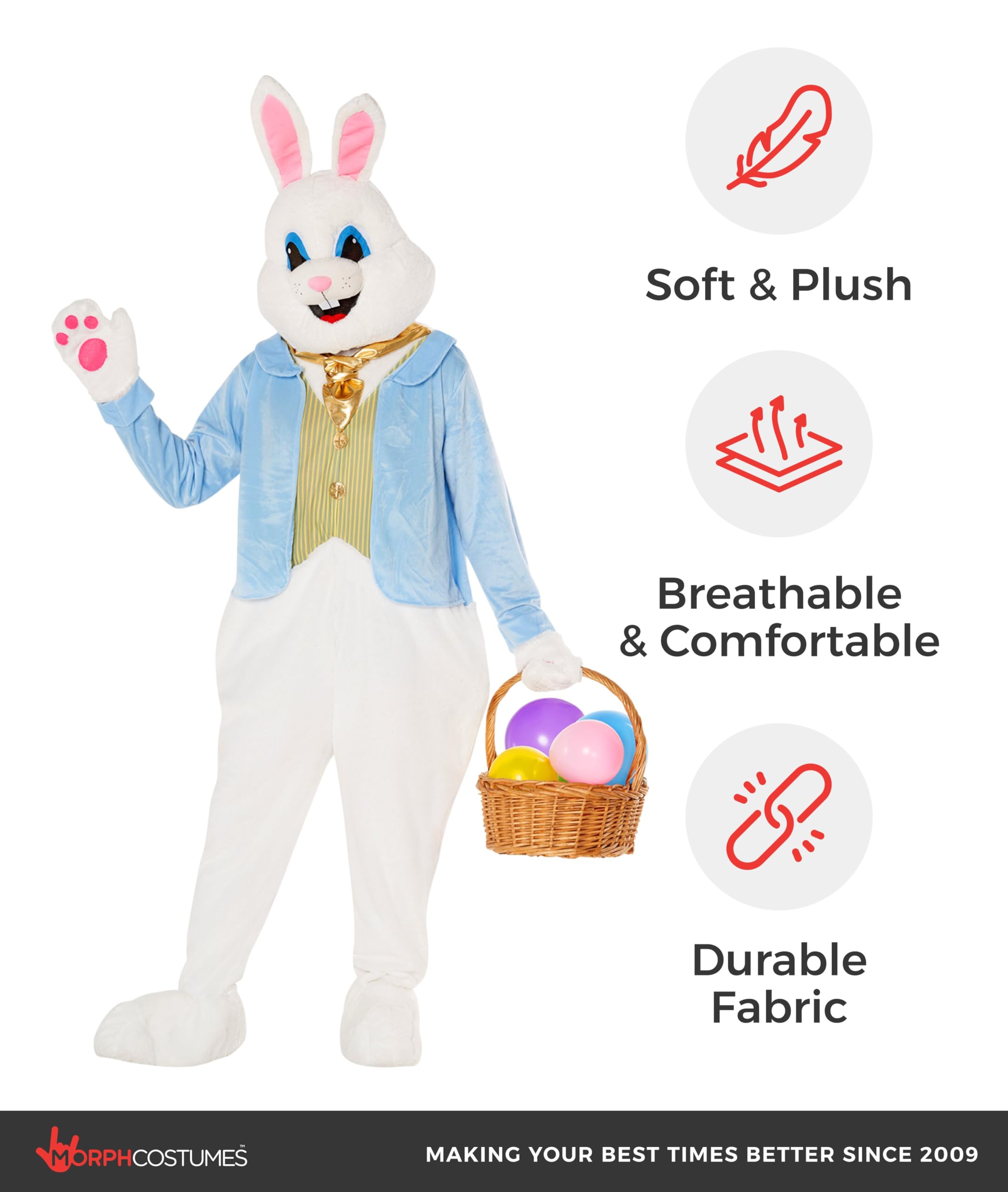 Morph Deluxe Easter Bunny Costume Adult, Bunny Suit, Easter Costumes for Adults, Rabbit Costume Adult - Image 4