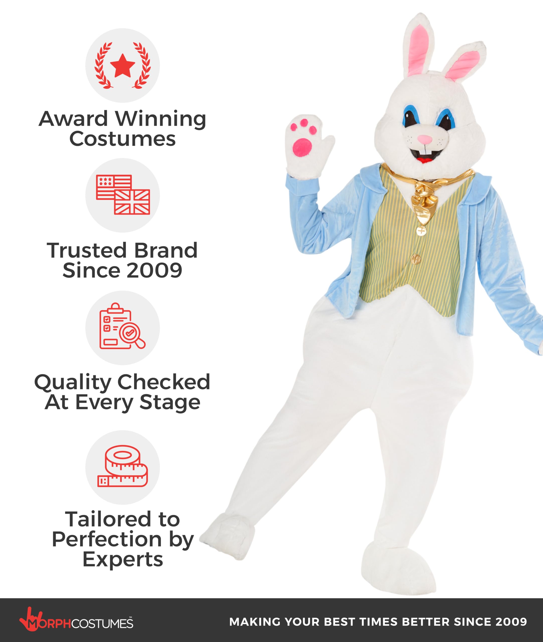 Morph Deluxe Easter Bunny Costume Adult, Bunny Suit, Easter Costumes for Adults, Rabbit Costume Adult - Image 5