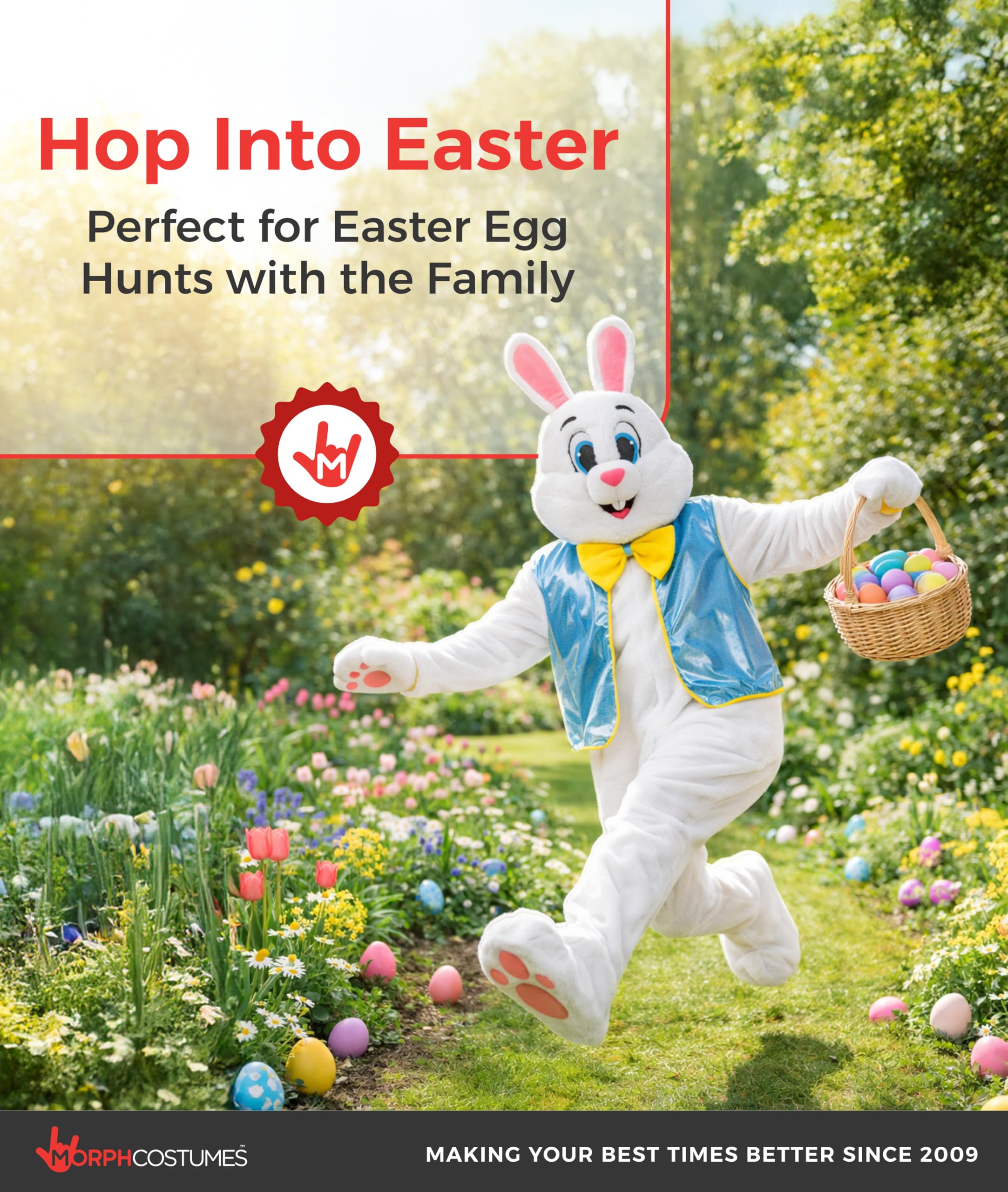 Morph Deluxe Easter Bunny Costume Adult with Waistcoat, Adult Bunny Suit, Easter Costumes for Adults, Rabbit Suit - Image 6
