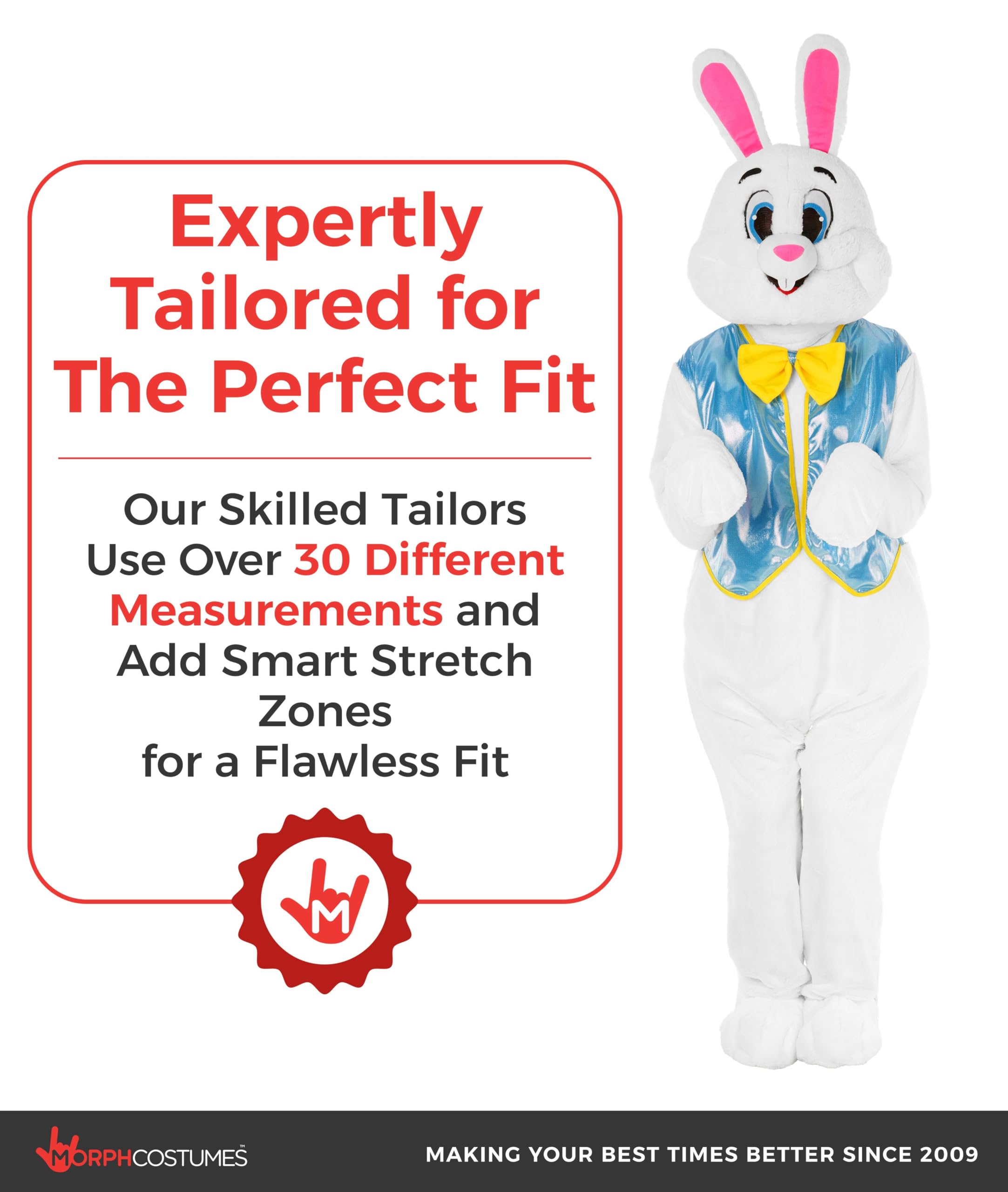 Morph Deluxe Easter Bunny Costume Adult with Waistcoat, Adult Bunny Suit, Easter Costumes for Adults, Rabbit Suit - Image 7