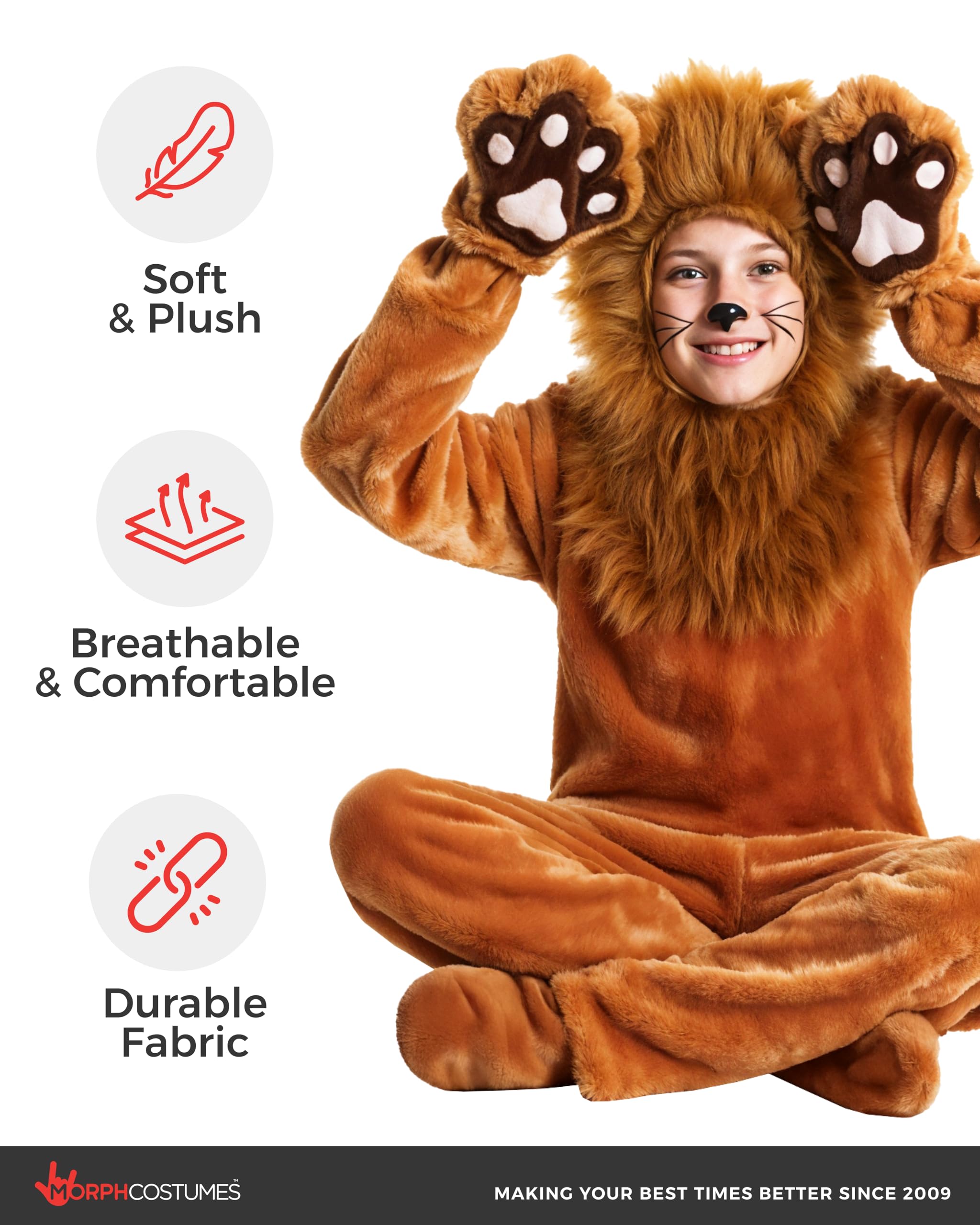 Morph Deluxe Lion Costume Kids, Lion Mane Costume for Kids, Toddler Lions Costumes, Book Character Day Costumes - Image 3