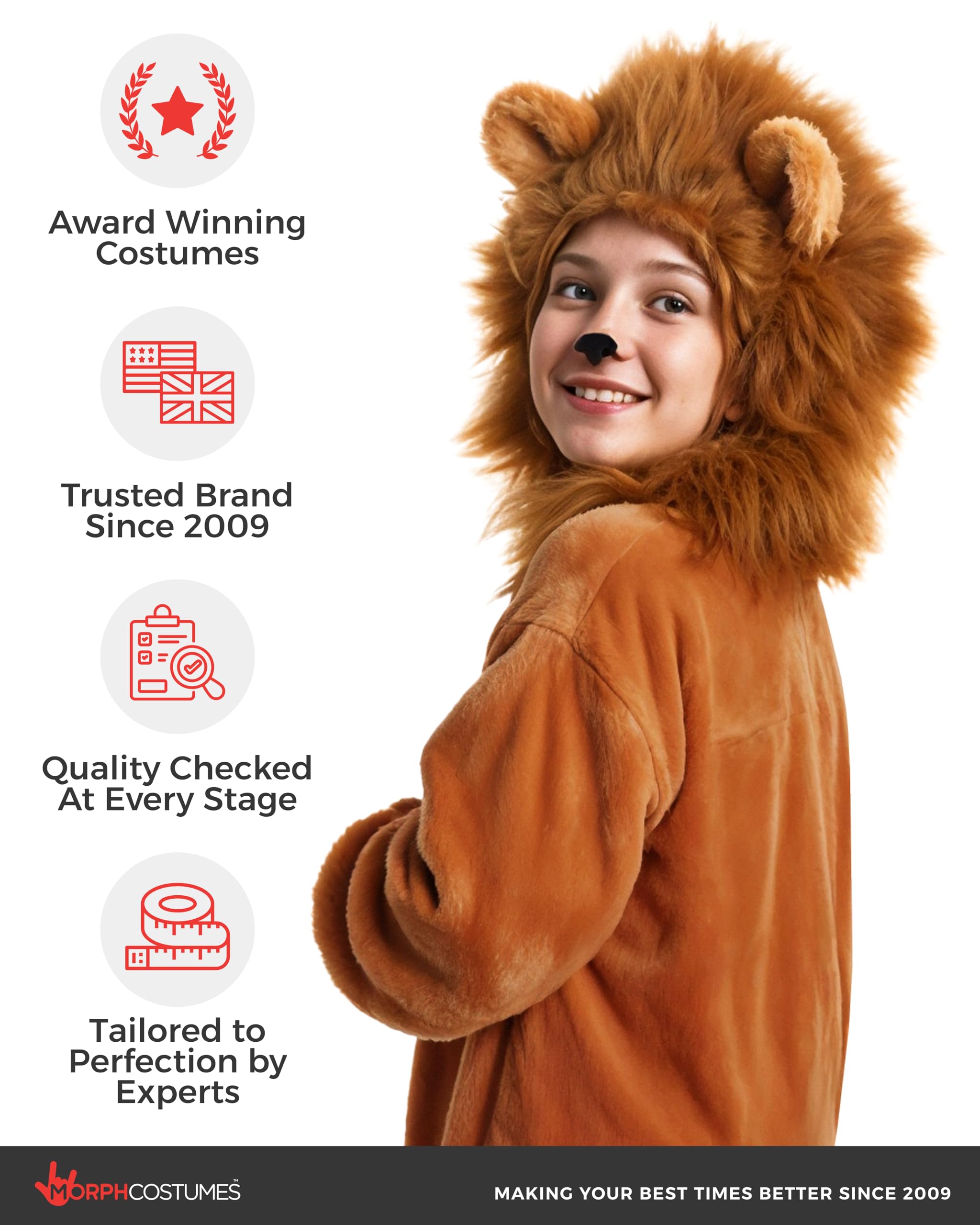 Morph Deluxe Lion Costume Kids, Lion Mane Costume for Kids, Toddler Lions Costumes, Book Character Day Costumes - Image 4