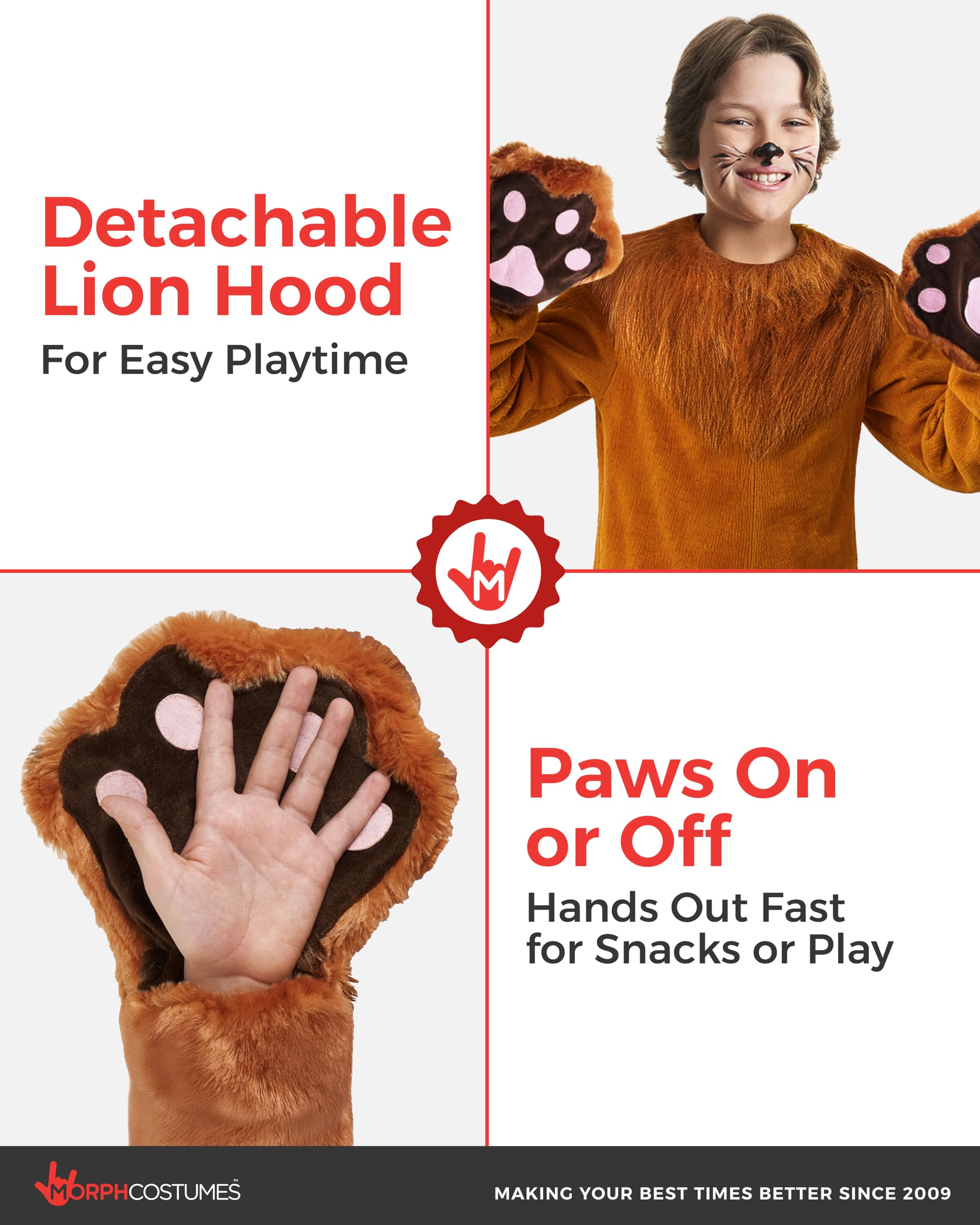 Morph Deluxe Lion Costume Kids, Lion Mane Costume for Kids, Toddler Lions Costumes, Book Character Day Costumes - Image 6