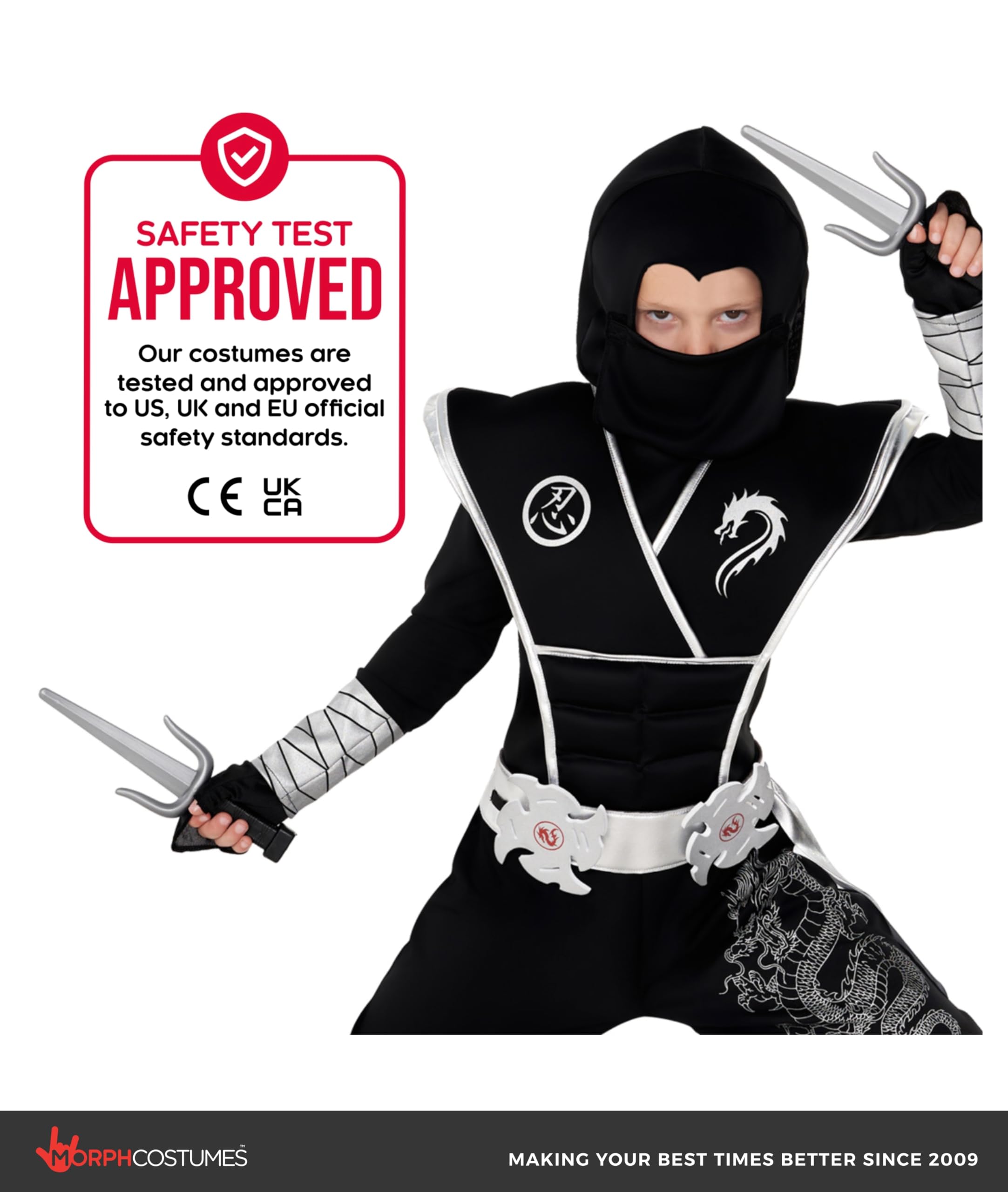 Morph Deluxe Silver Boys Ninja Costume, Ninja Kids Costumes, Ninjas Kids Costume, Boys Ninjas Costumes - Image 5