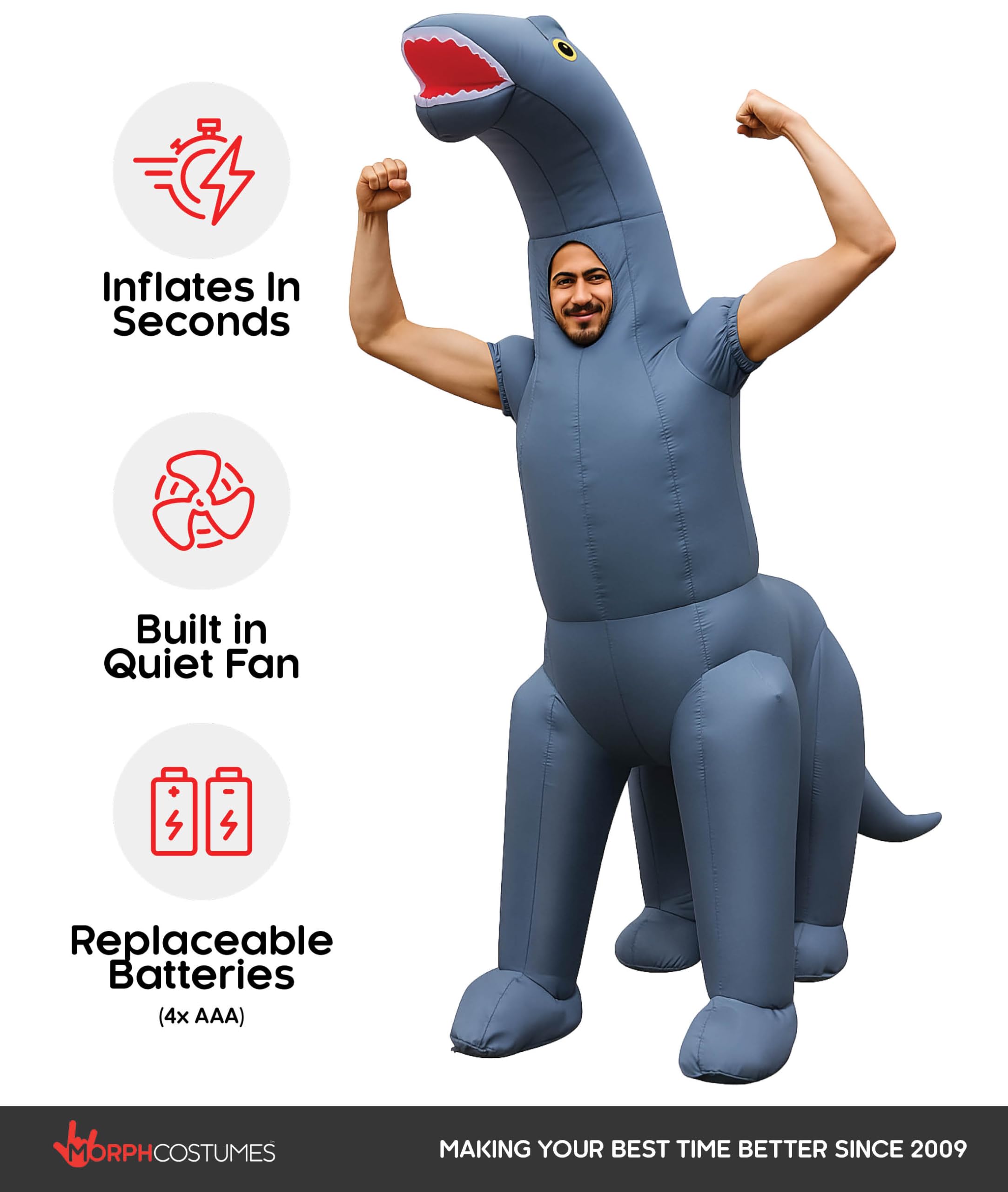 Morph Diplodocus Inflatable Costume, Inflatable Dinosaur Costume Adult, Blow Up Dinosaur Costume Adult, Blow Up Costumes for Adults - Image 2