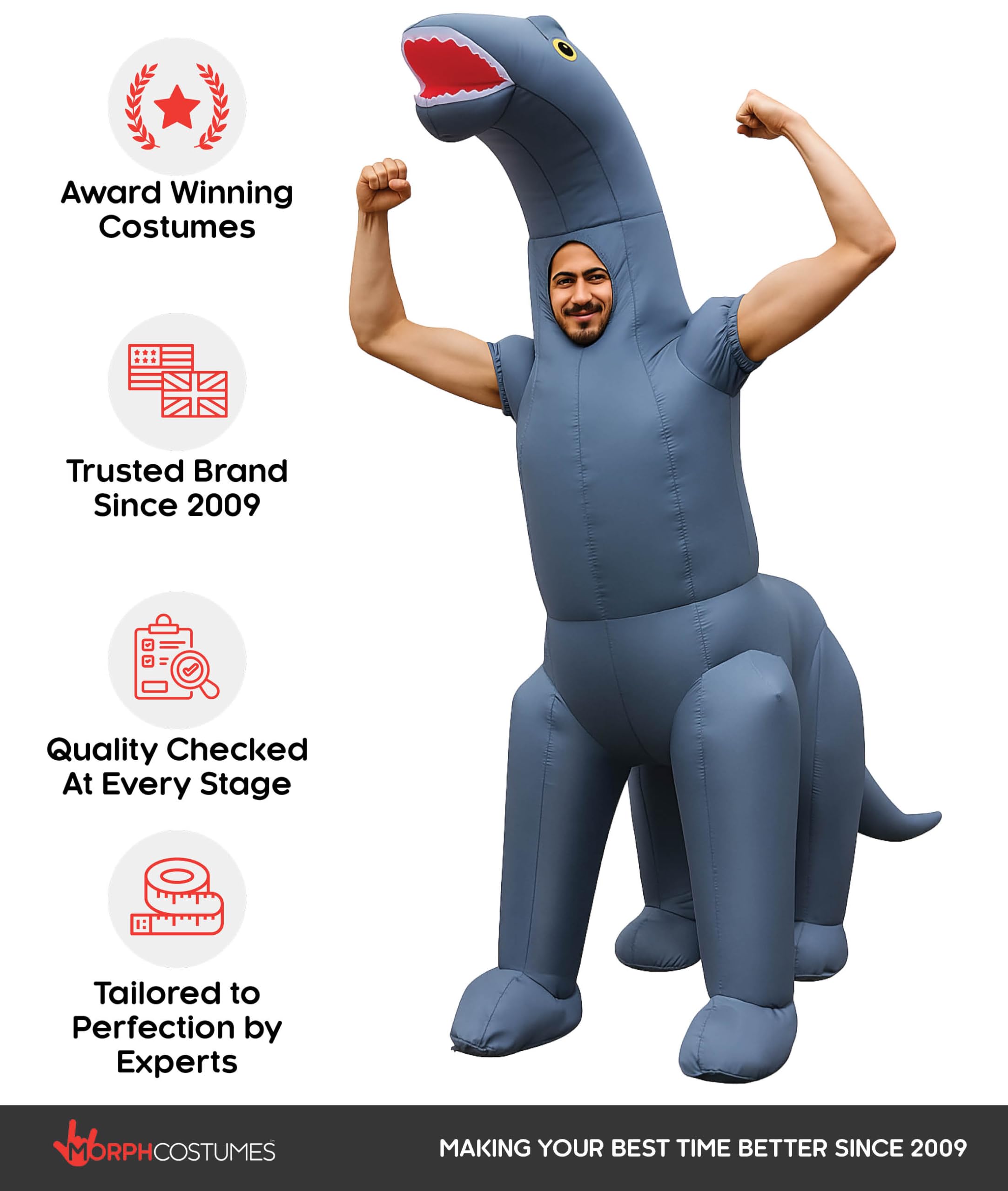 Morph Diplodocus Inflatable Costume, Inflatable Dinosaur Costume Adult, Blow Up Dinosaur Costume Adult, Blow Up Costumes for Adults - Image 4