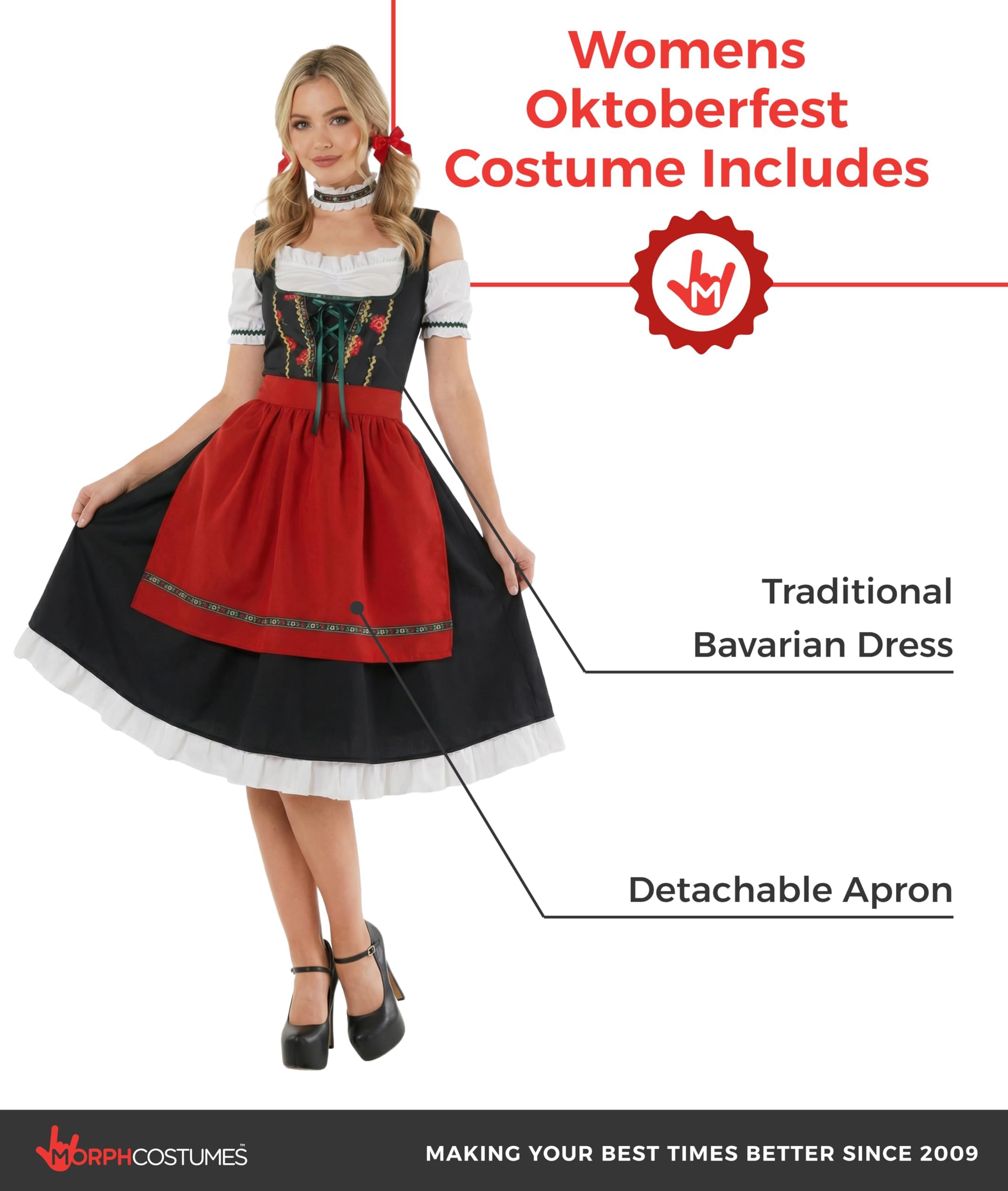Morph Dirndl Dresses Women, Oktoberfest Outfits Women, October Festival Costume, Womens Lederhosen, Womens Halloween Costume - Image 2