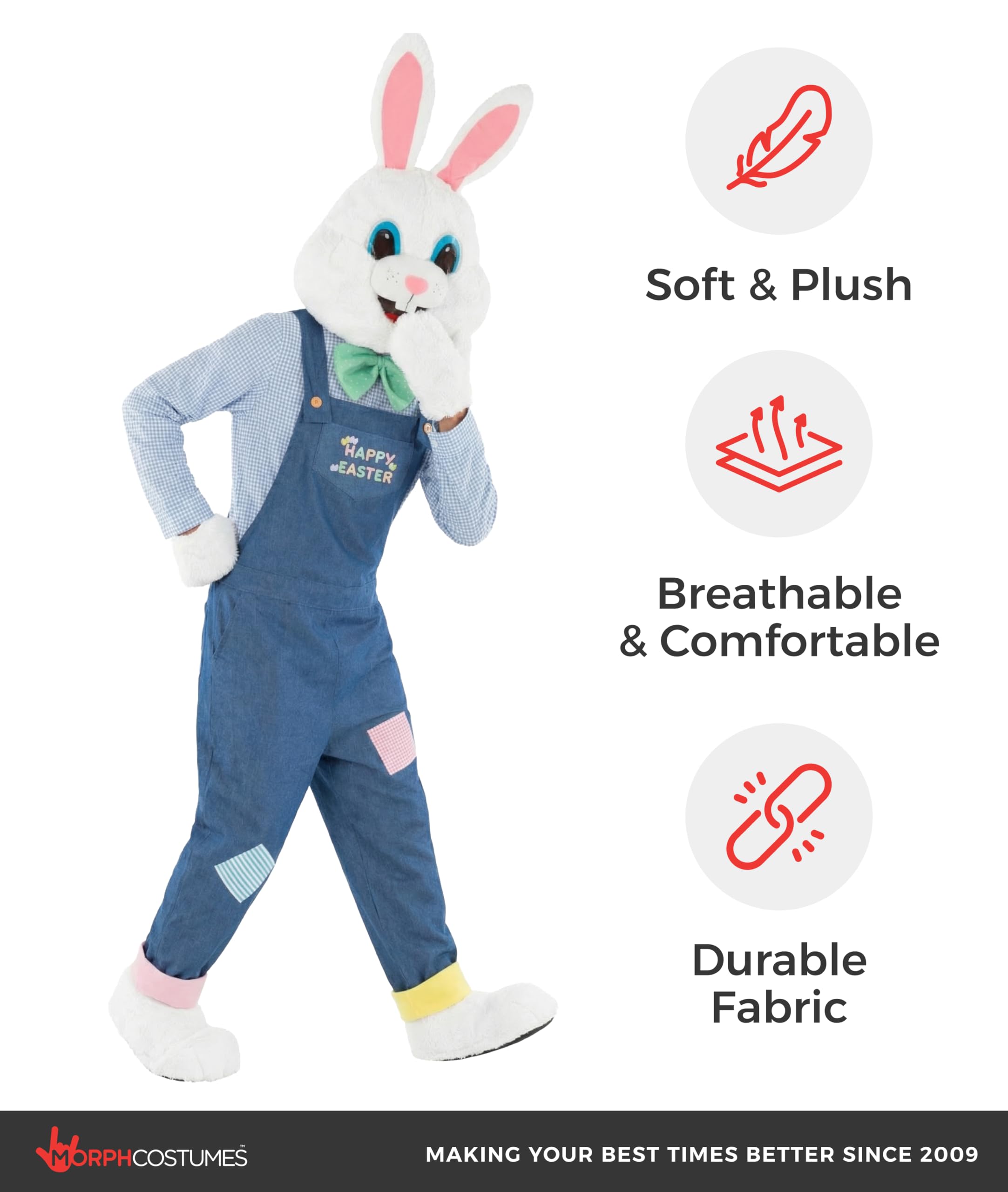 Morph Easter Bunny Costume, Easter Bunny Costume Adult, Deluxe Rabbit Costumes for Adults with Dungarees - Image 4