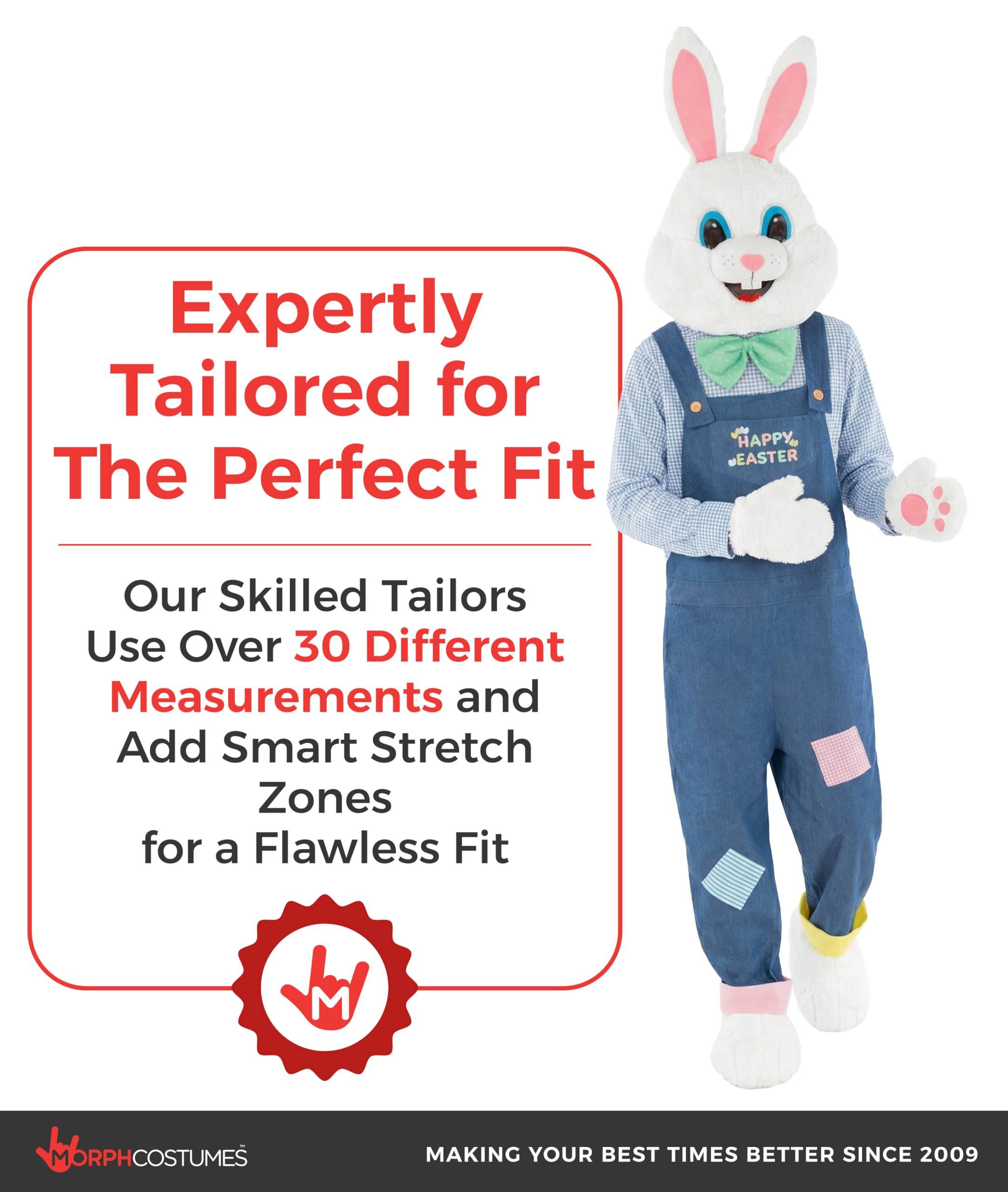Morph Easter Bunny Costume, Easter Bunny Costume Adult, Deluxe Rabbit Costumes for Adults with Dungarees - Image 5