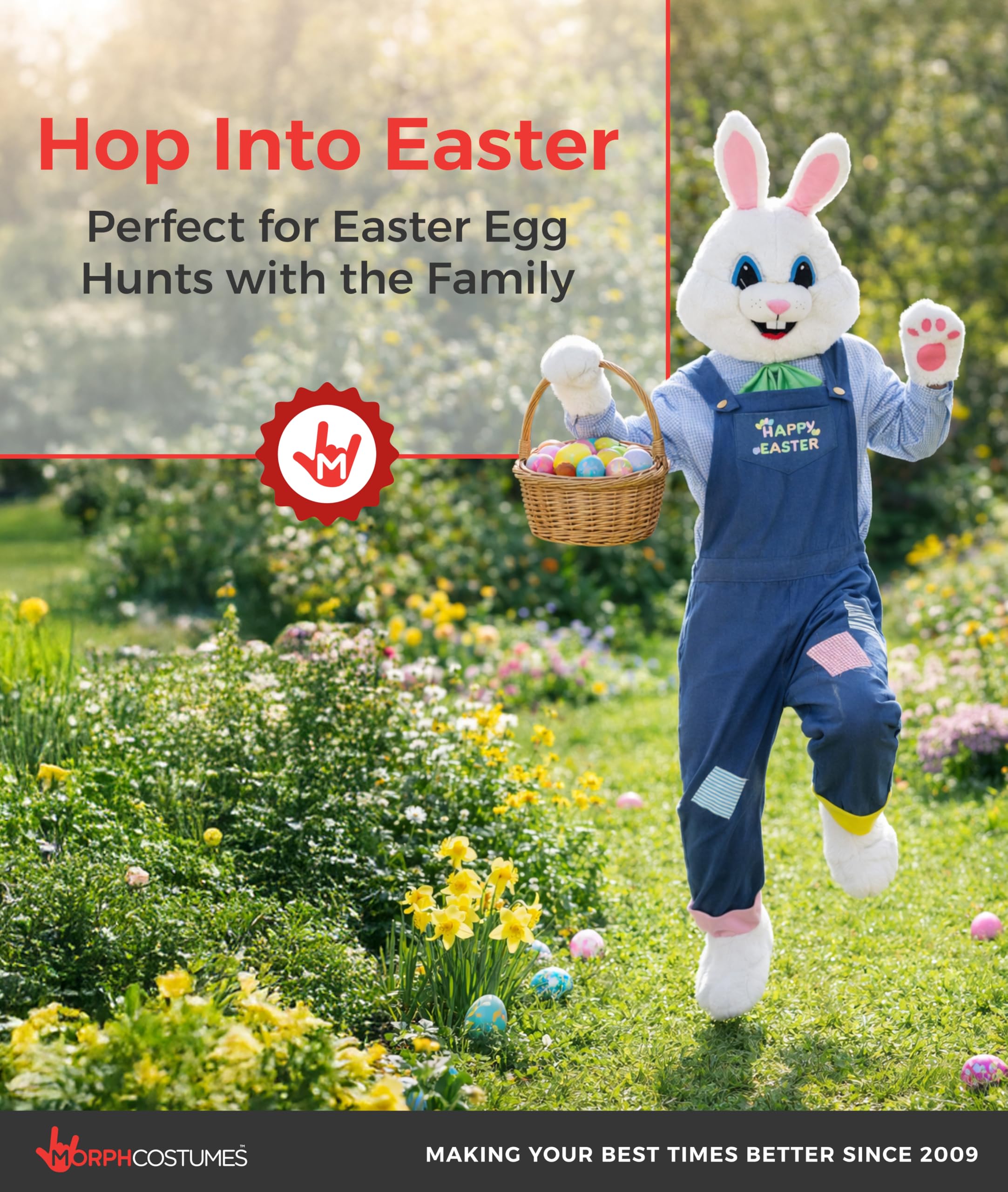 Morph Easter Bunny Costume, Easter Bunny Costume Adult, Deluxe Rabbit Costumes for Adults with Dungarees - Image 6