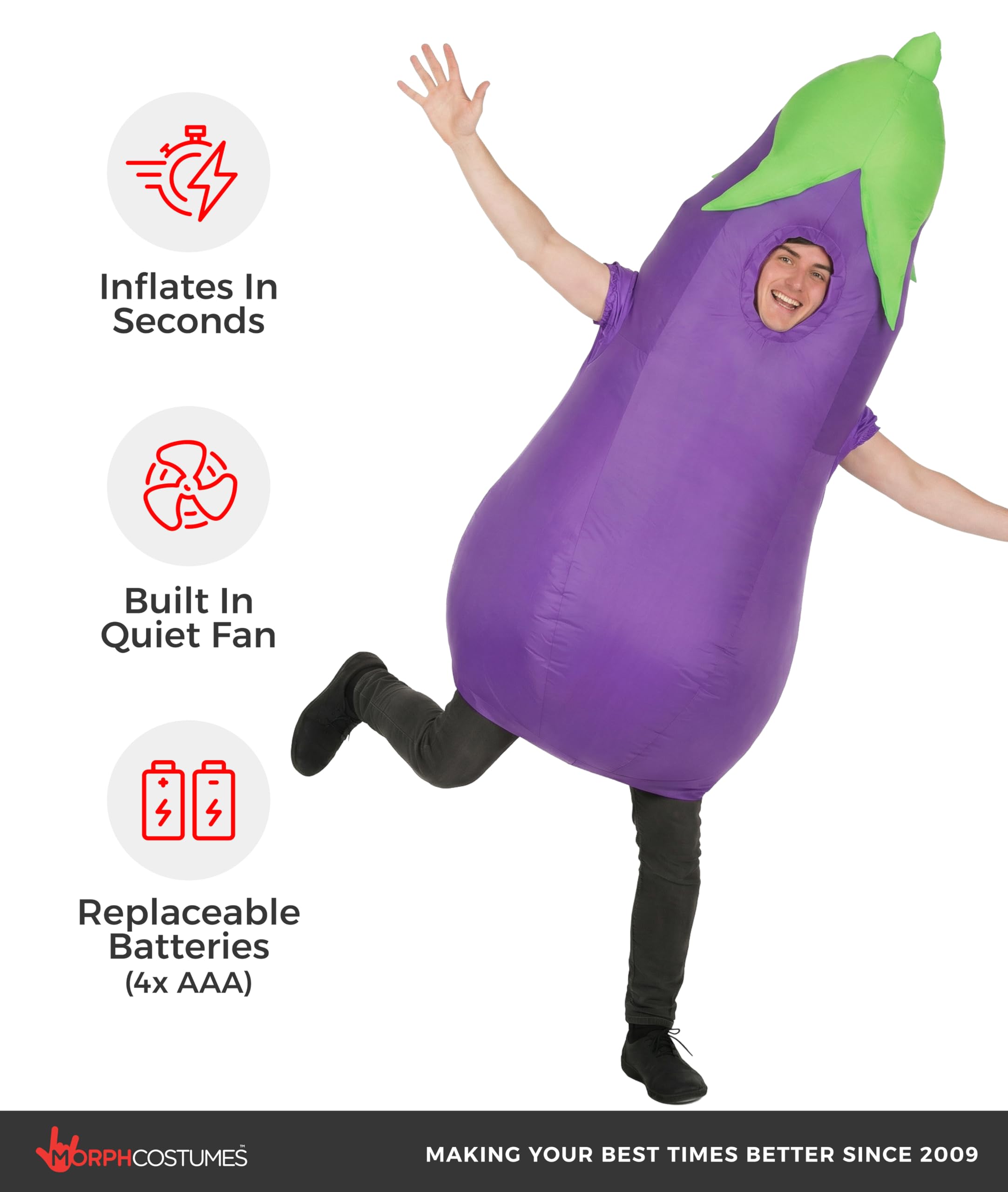 Morph Eggplant Costume Adult, Inflatable Eggplant Costume, Inflatable Costumes Adult, Blow Up Costumes for Adults - Image 3