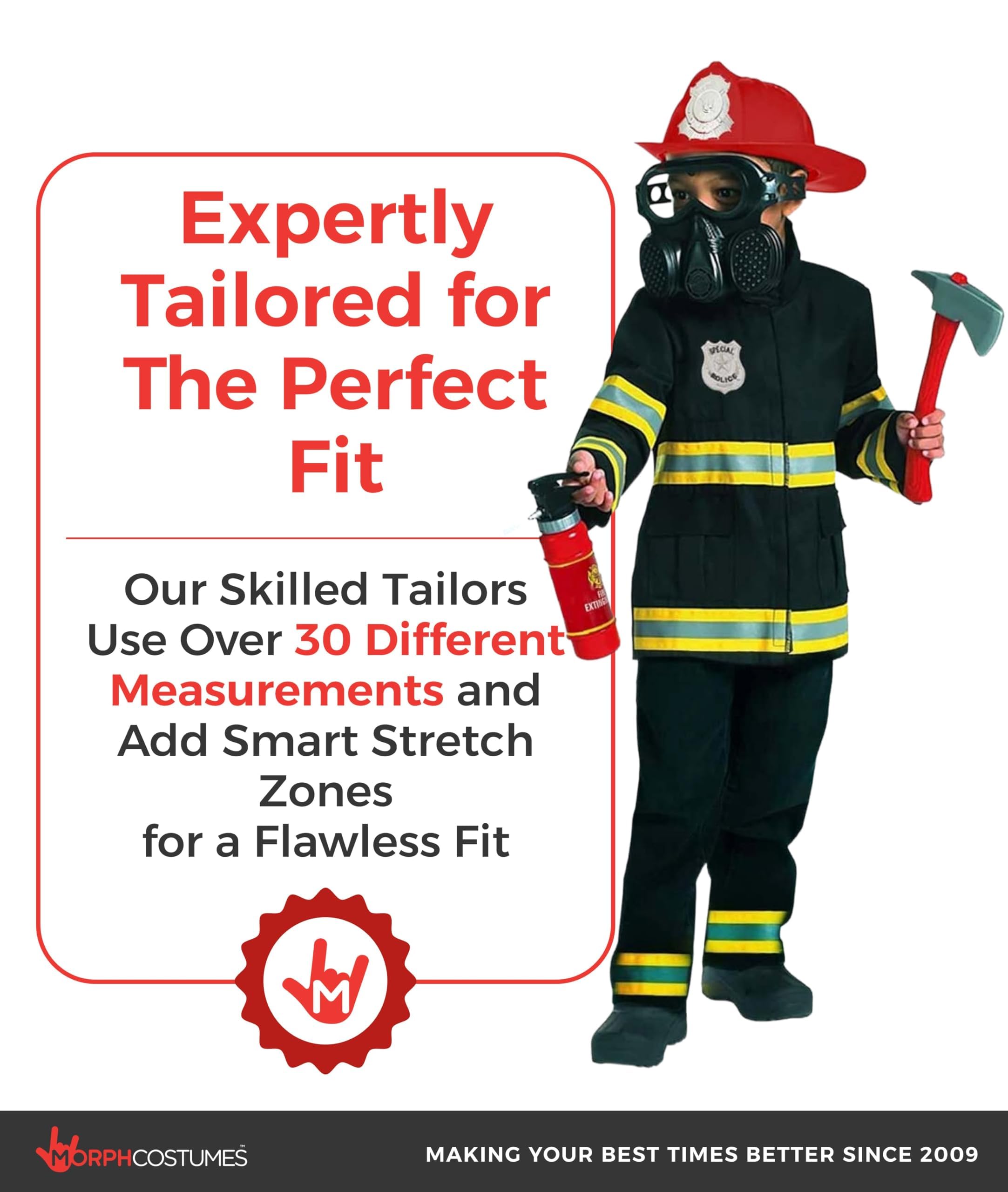 Morph Firefighter Costume For Kids (2 Colors), Fireman Costume for Boys, Fire Fighter Costume for Boys - Image 4