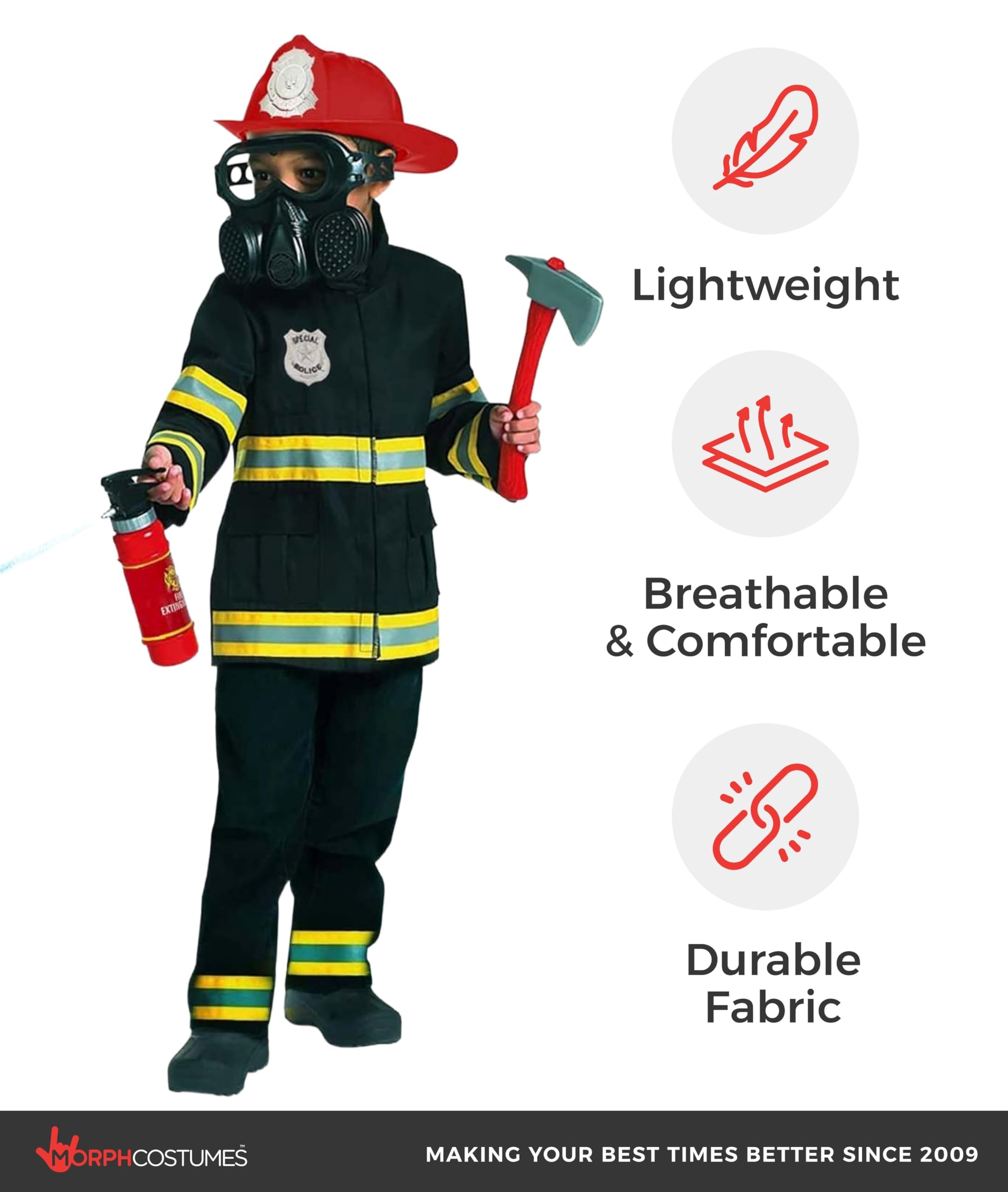Morph Firefighter Costume For Kids (2 Colors), Fireman Costume for Boys, Fire Fighter Costume for Boys - Image 7