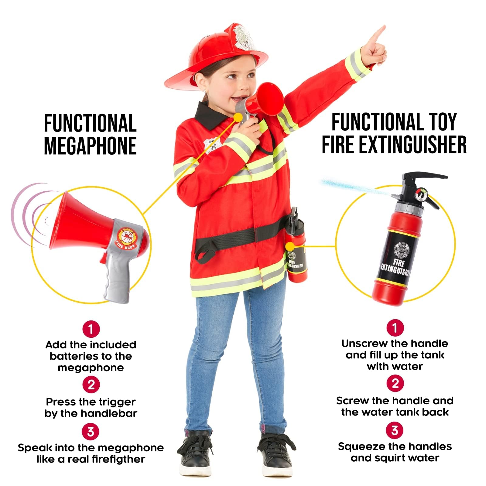 Morph Firefighter Costume for Kids - Fireman Outfit for Boys and Girls - Fun Role Play Dress Up Costume, 3-4 Years - Image 2