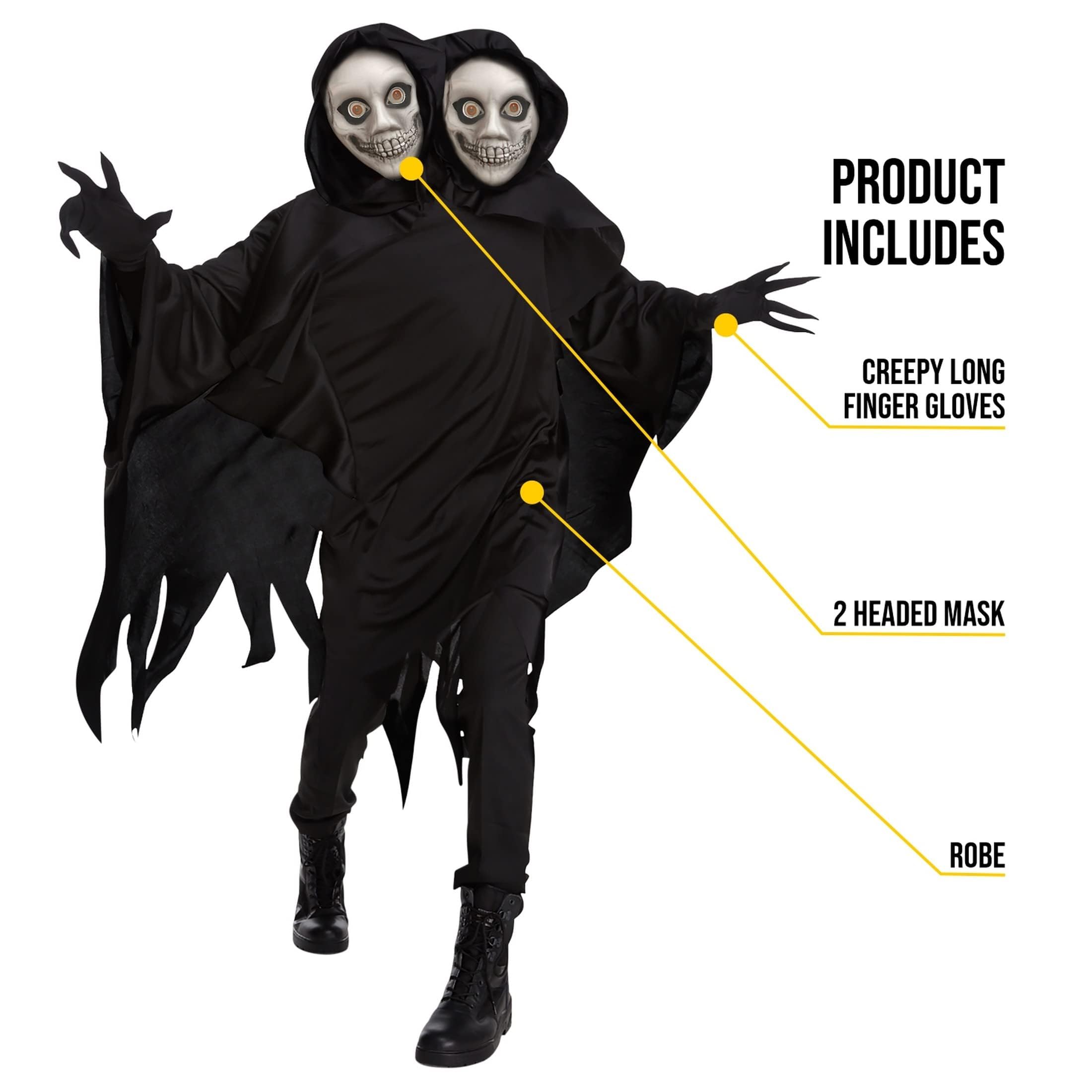 Morph Ghoul Costume Adult, Grim Reaper Costume, Soul Taker Ghost, Scary Mens Dementor Halloween Monster Ghost Wendigo Outfit - Image 3