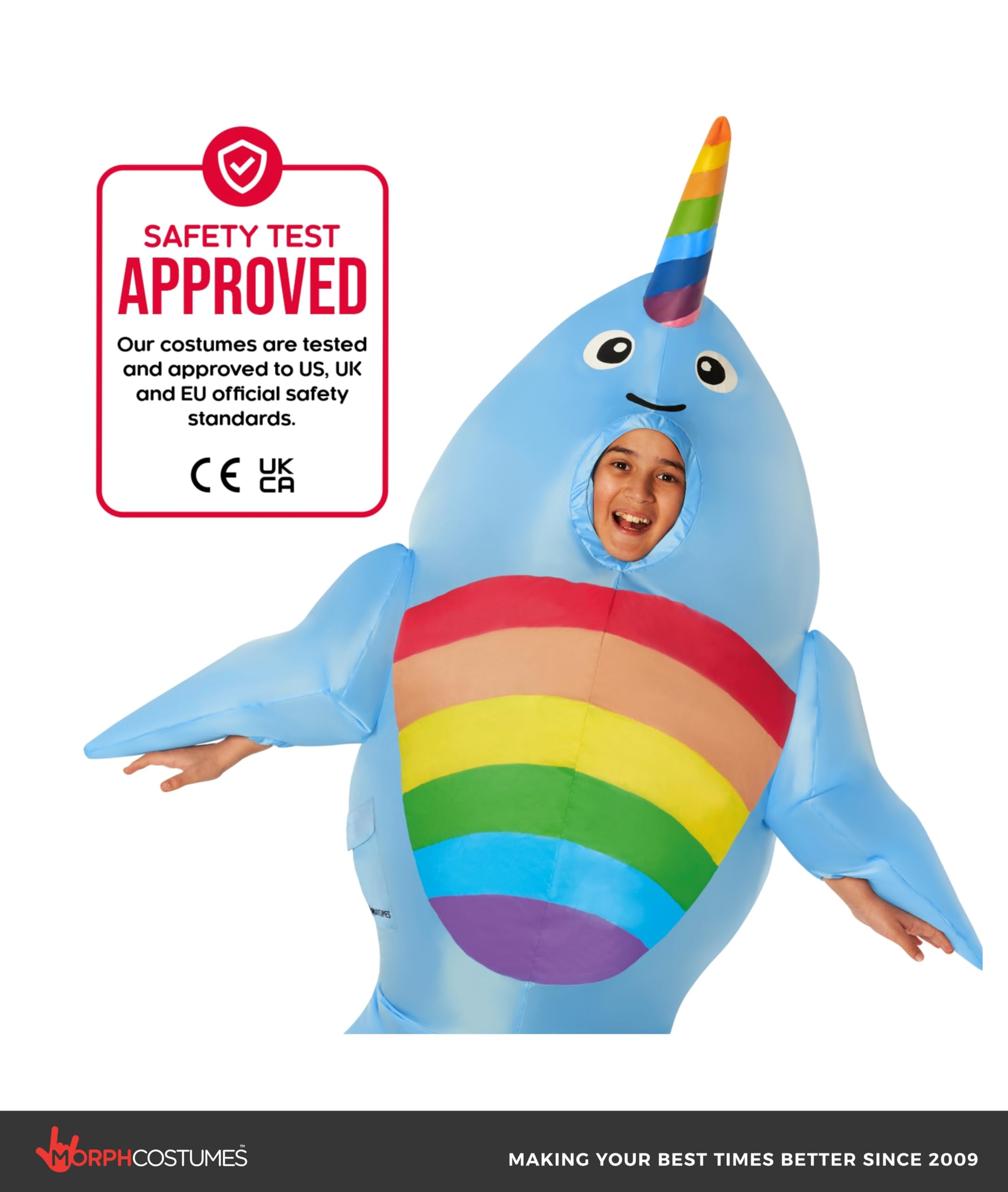 Morph Giant Narwhal Inflatable Costume for Kids, Blow Up Narwhal Fish Costume, Fun Animal Dress Up for Parties - Image 4