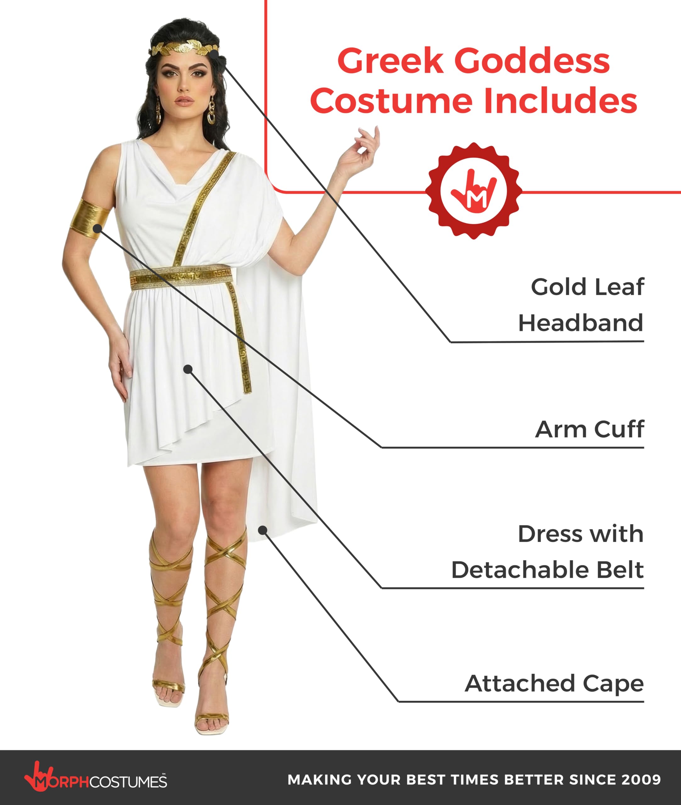 Morph Greek Goddess Costume Women - Womens Toga Costume, Greek Toga Costumes Womens, Goddess Halloween Costumes for Women - Image 2