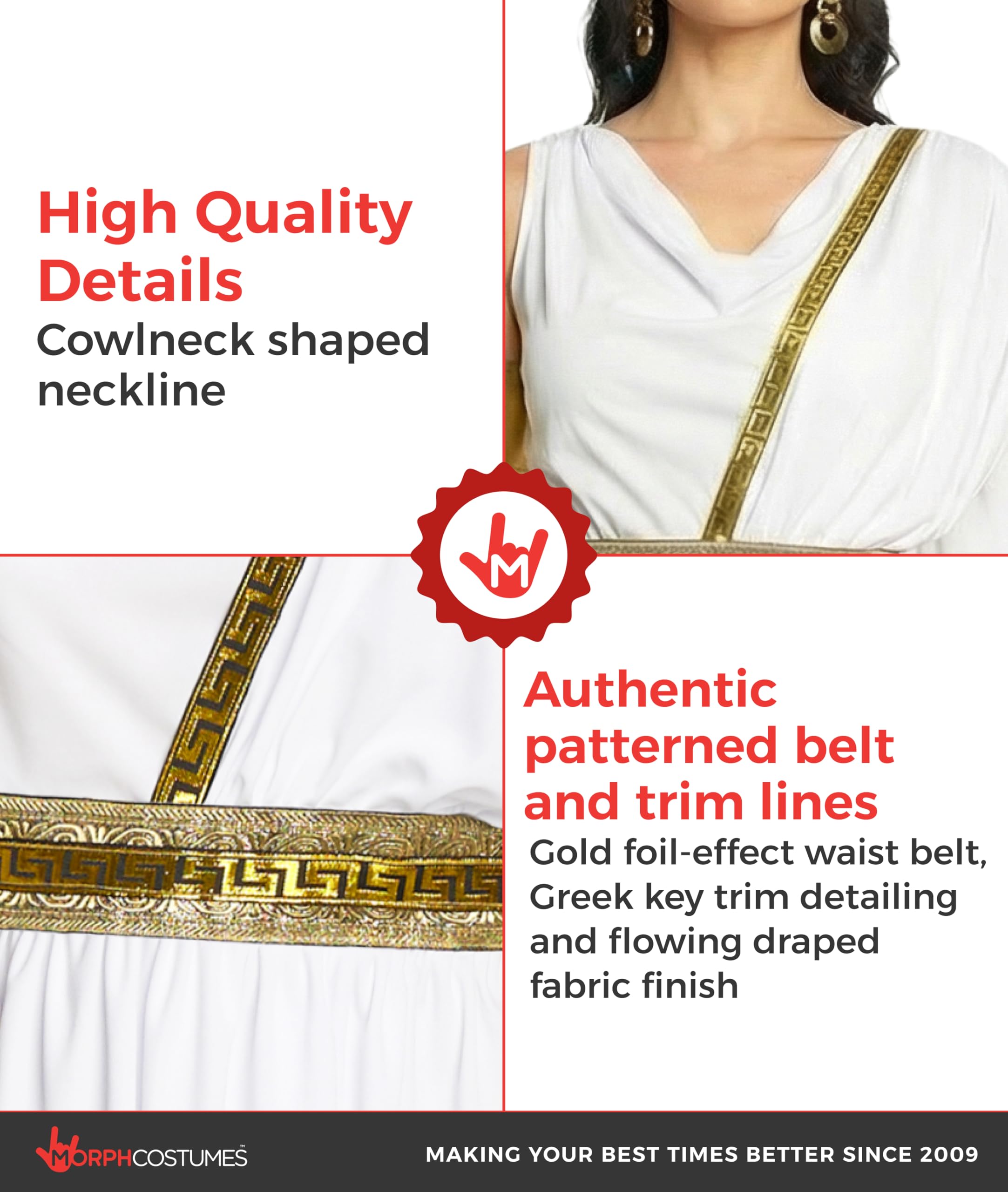 Morph Greek Goddess Costume Women - Womens Toga Costume, Greek Toga Costumes Womens, Goddess Halloween Costumes for Women - Image 3