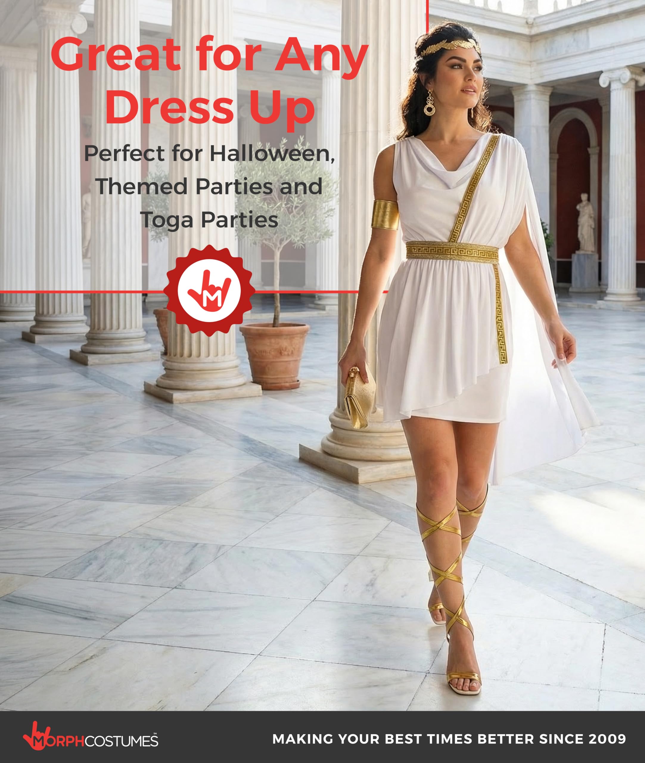 Morph Greek Goddess Costume Women - Womens Toga Costume, Greek Toga Costumes Womens, Goddess Halloween Costumes for Women - Image 5