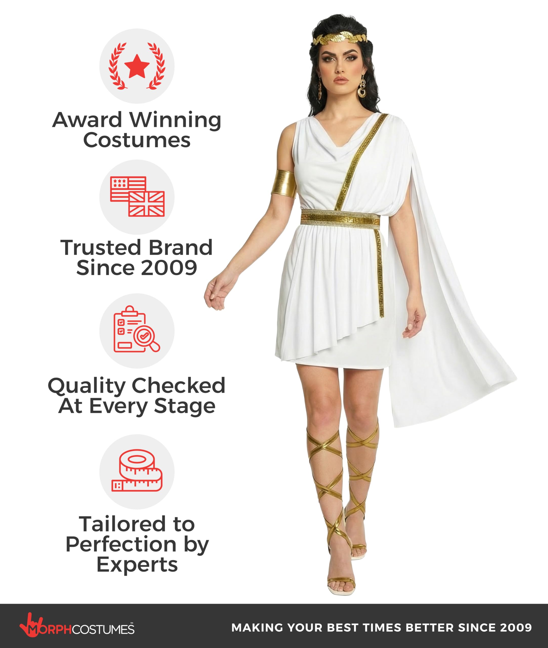 Morph Greek Goddess Costume Women - Womens Toga Costume, Greek Toga Costumes Womens, Goddess Halloween Costumes for Women - Image 6