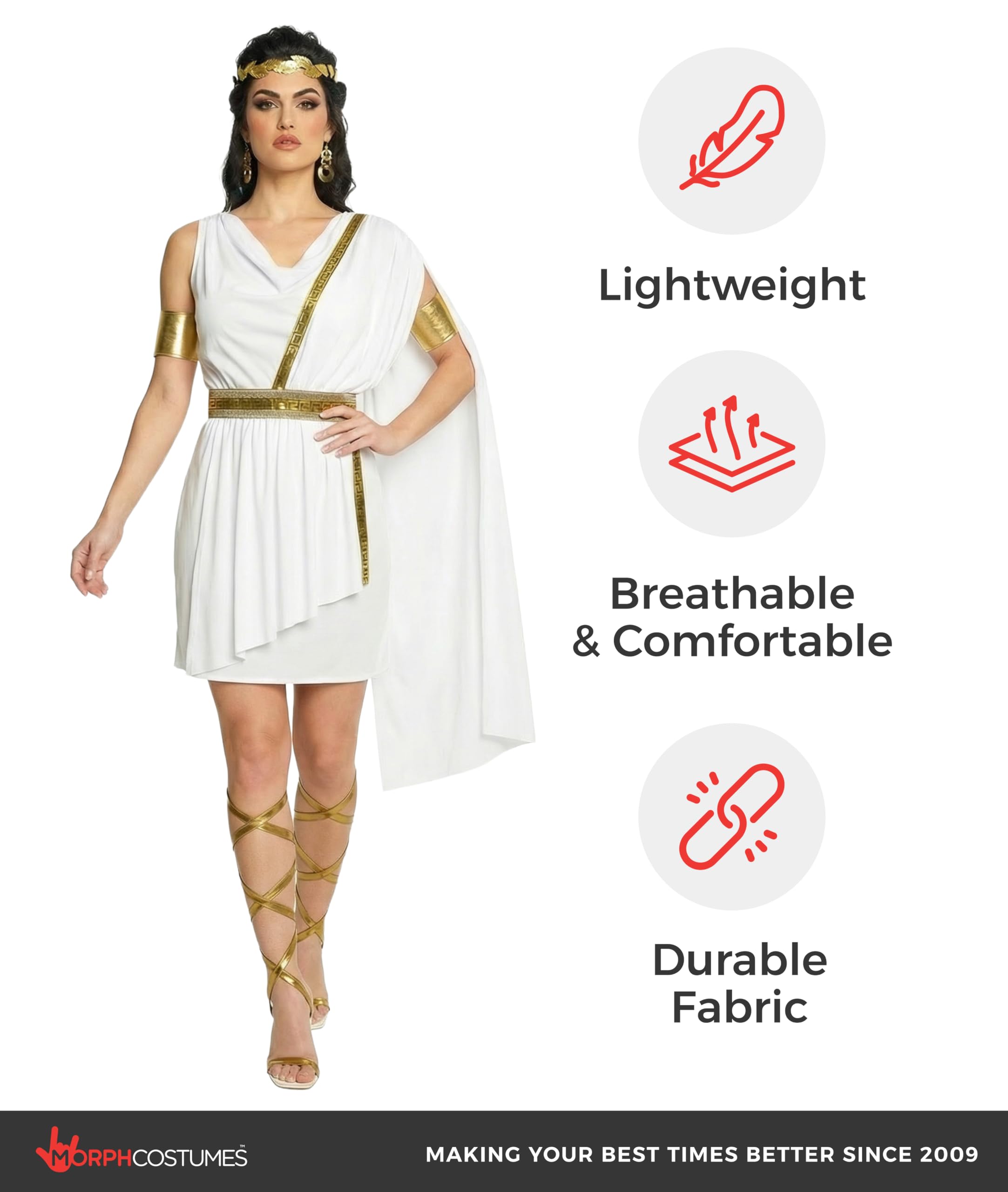 Morph Greek Goddess Costume Women - Womens Toga Costume, Greek Toga Costumes Womens, Goddess Halloween Costumes for Women - Image 7