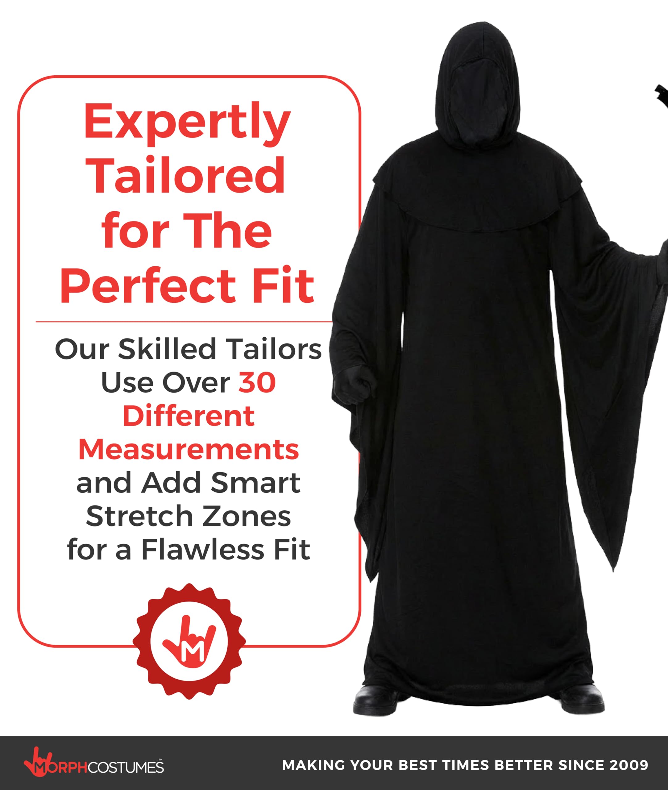 Morph Grim Reaper Costume for Men, Grim Reaper Robe Adult, Adult Reaper Costume, Dark Cloak For Parties - Image 4