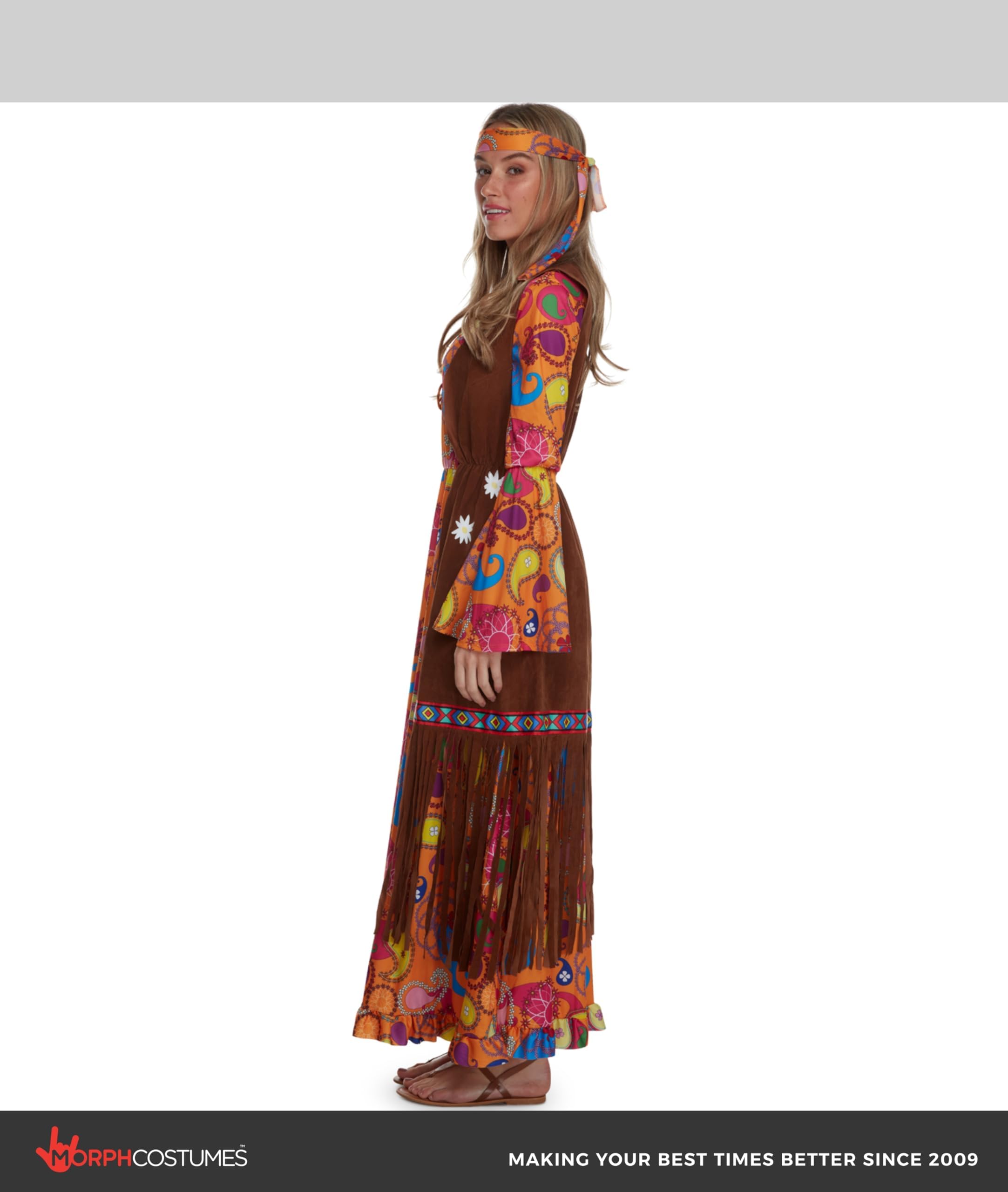 Morph Hippie Costume Women, 70s Outifts for Women, 60s Long Dress, 70s Disco Outfits for Womens - Image 5