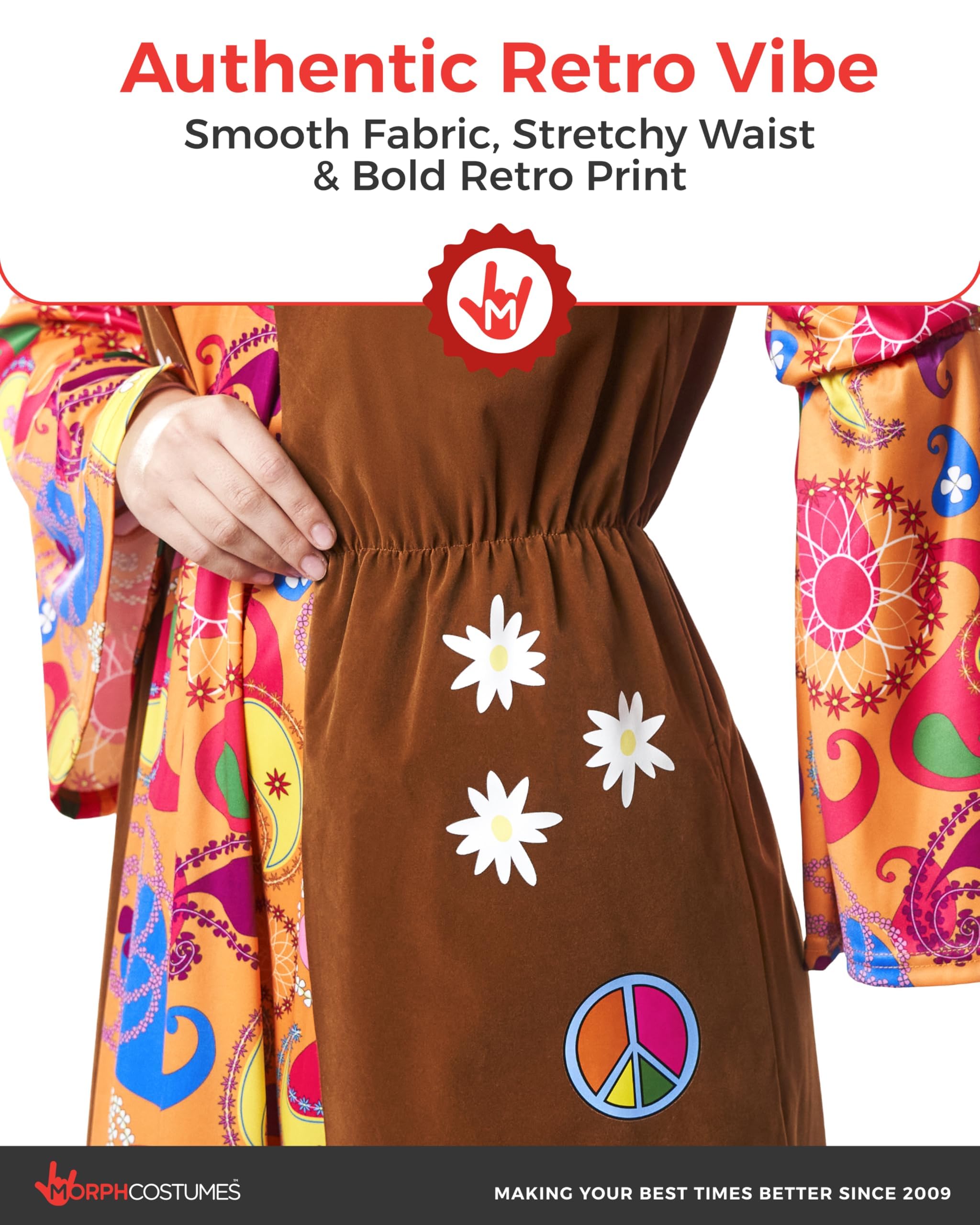 Morph Hippie Costume Women, 70s Outifts for Women, 60s Long Dress, 70s Disco Outfits for Womens - Image 6