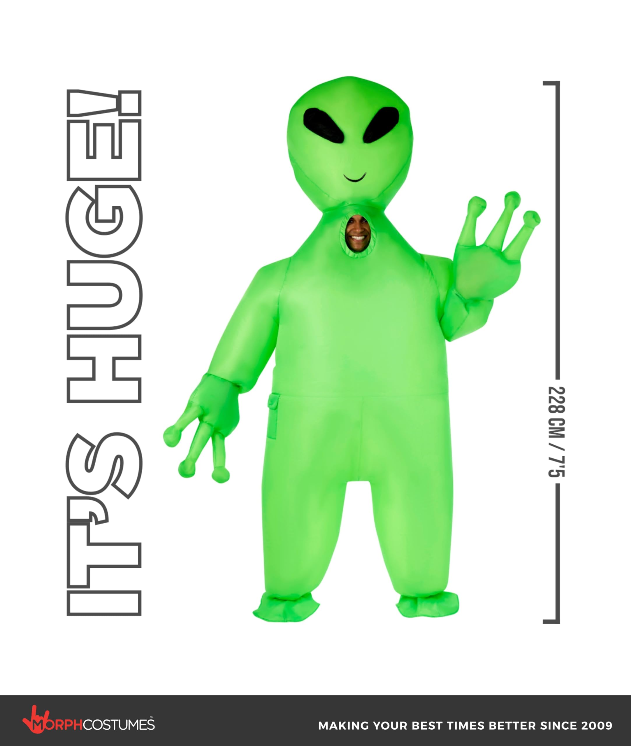 Morph Inflatable Alien Costume Adult, Blow Up Alien Outfit for Men, One Size - Image 4
