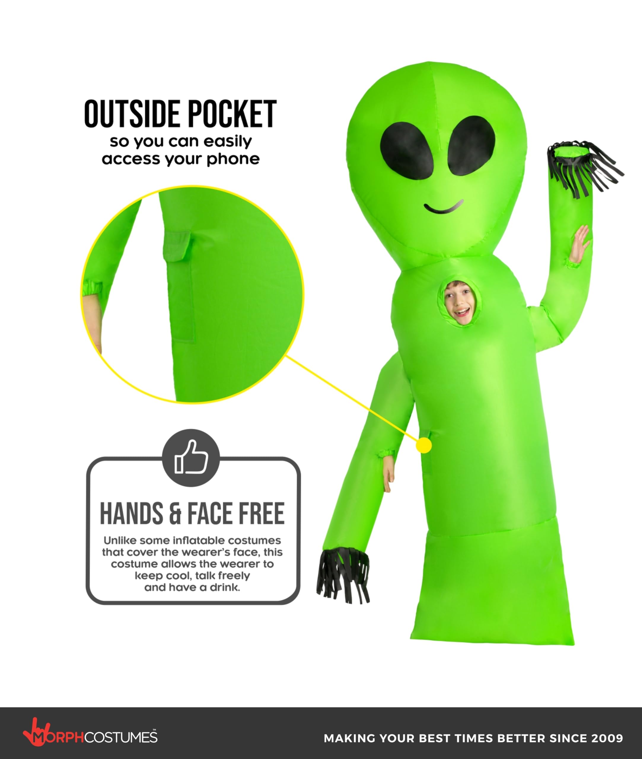 Morph Inflatable Alien Costume For Kids, Blow Up Alien Halloween Costumes, Halloween Costume For Kids - Image 3