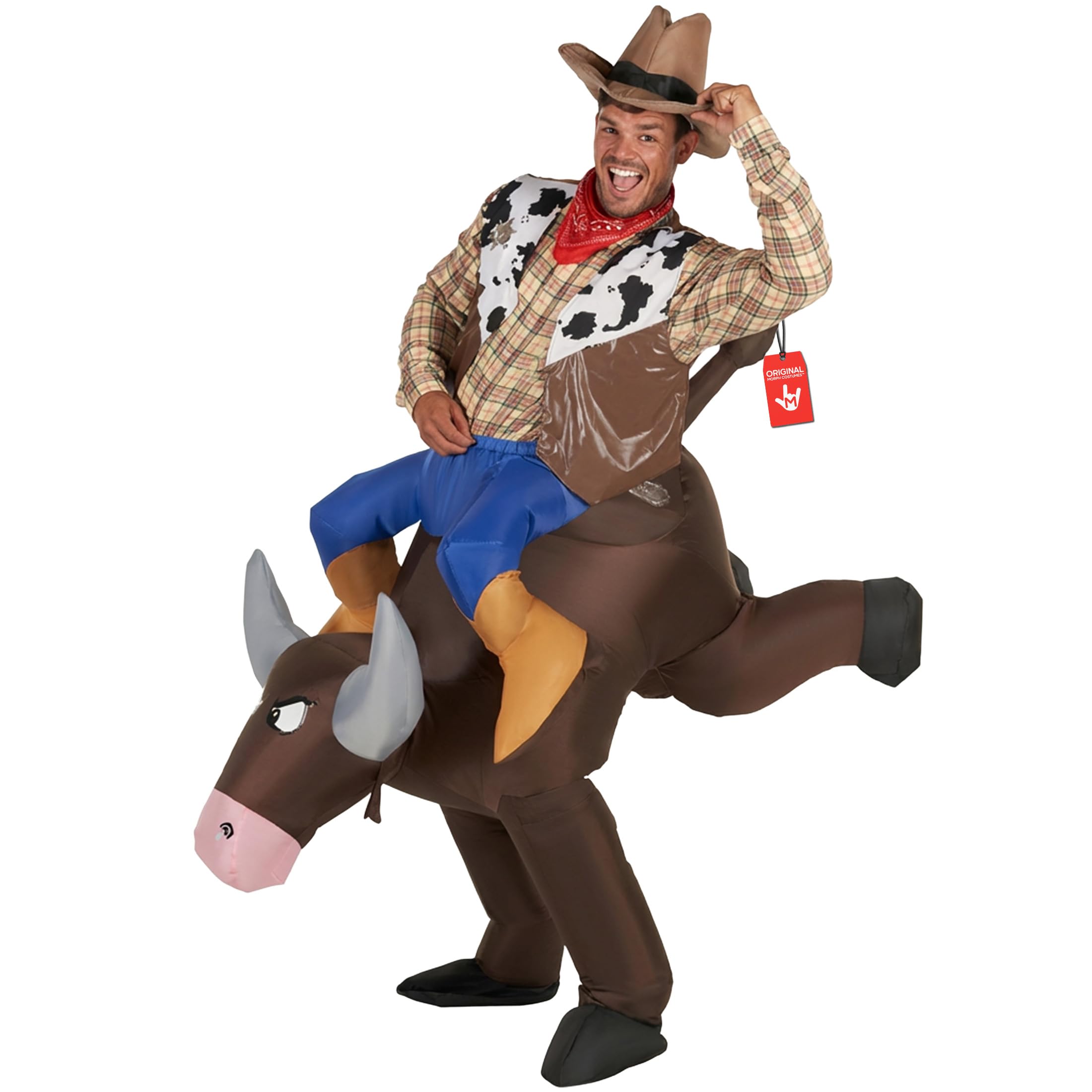 Morph Inflatable Bull Costume Adult, Bull Costume for Adults, Inflatable Rider Costumes, Blow Up Costumes for Adults