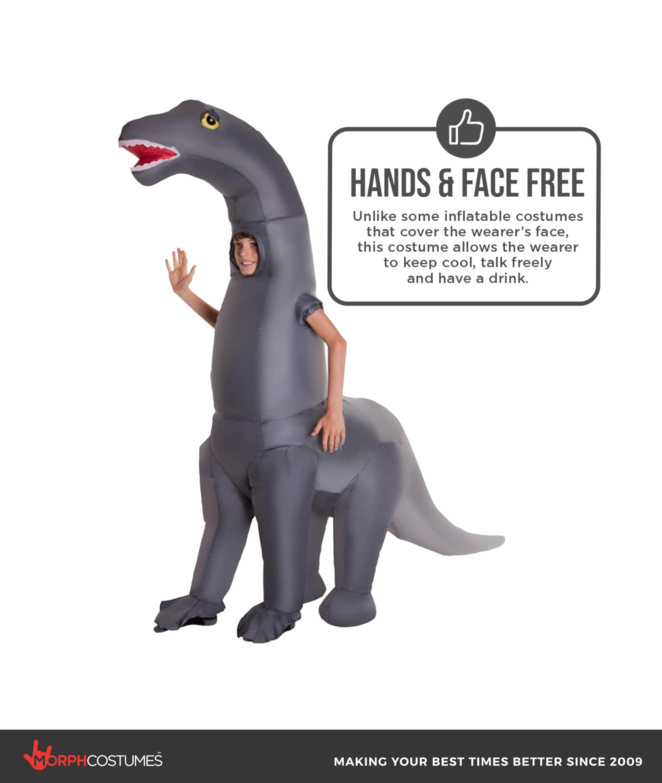 Morph Inflatable Dinosaur Costume for Kids, Blow Up Diplodocus Costume, Fun Dress Up for Parties and Events - Image 4