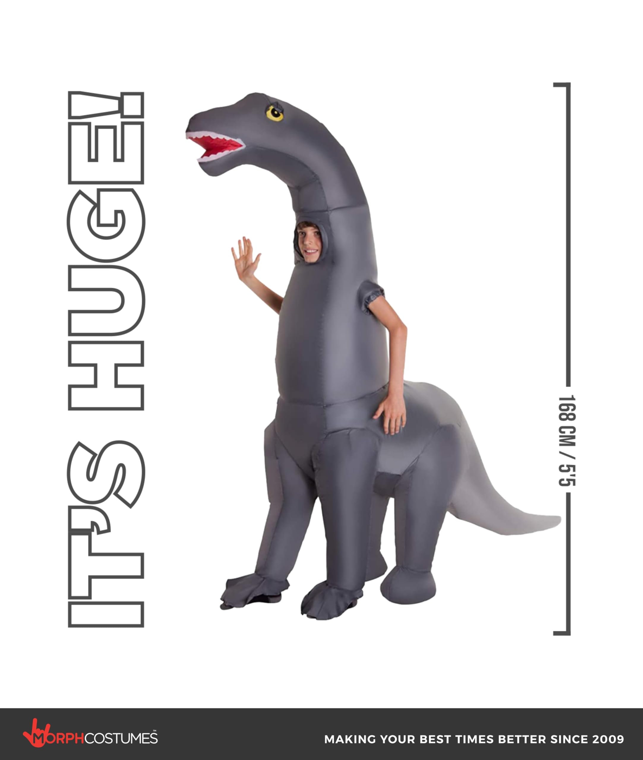 Morph Inflatable Dinosaur Costume for Kids, Blow Up Diplodocus Costume, Fun Dress Up for Parties and Events - Image 5