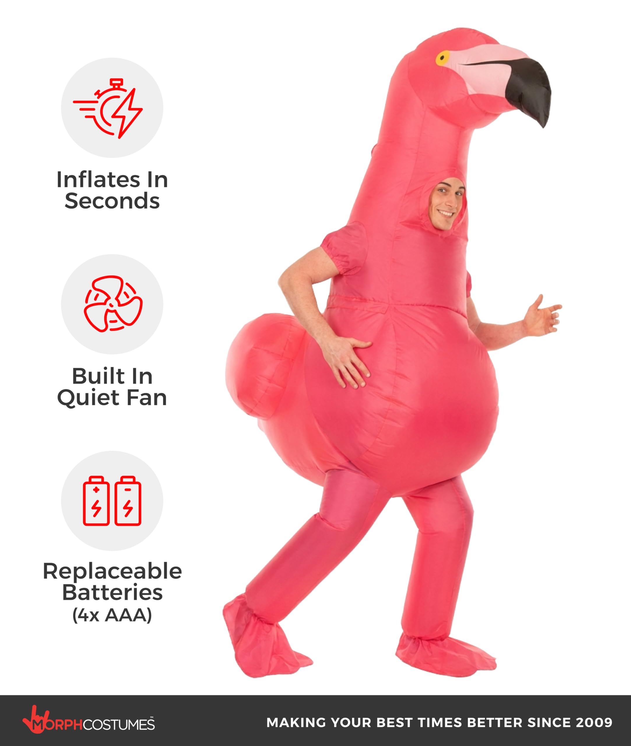 Morph Inflatable Flamingo Costume, Flamingo Costume Adult, Inflatable Costumes Adult, Blow Up Costumes for Adults - Image 3