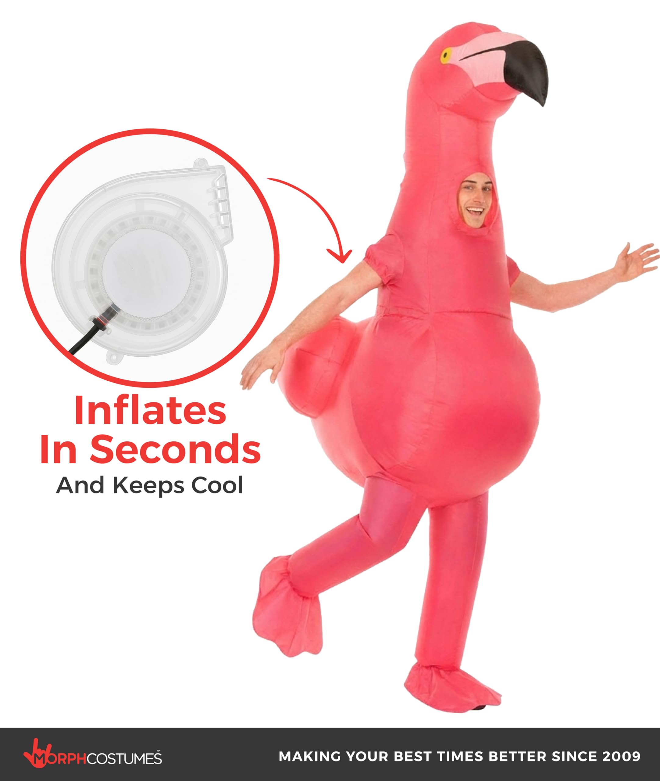 Morph Inflatable Flamingo Costume, Flamingo Costume Adult, Inflatable Costumes Adult, Blow Up Costumes for Adults - Image 7