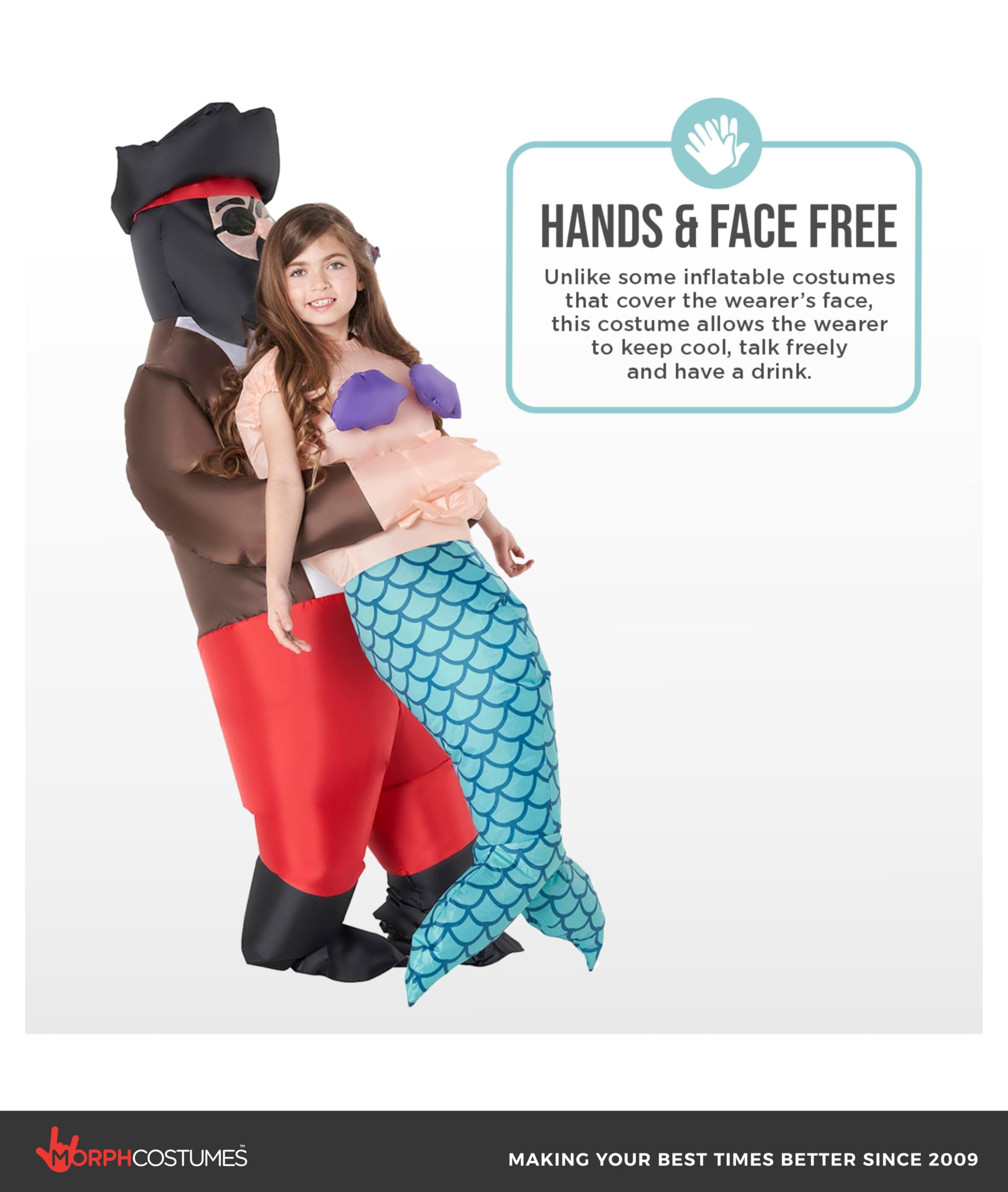 Morph Inflatable Mermaid Costume Kids, Blow Up Pirate Costume Children, Mermaid Inflatable Costumes for Girls - Image 3