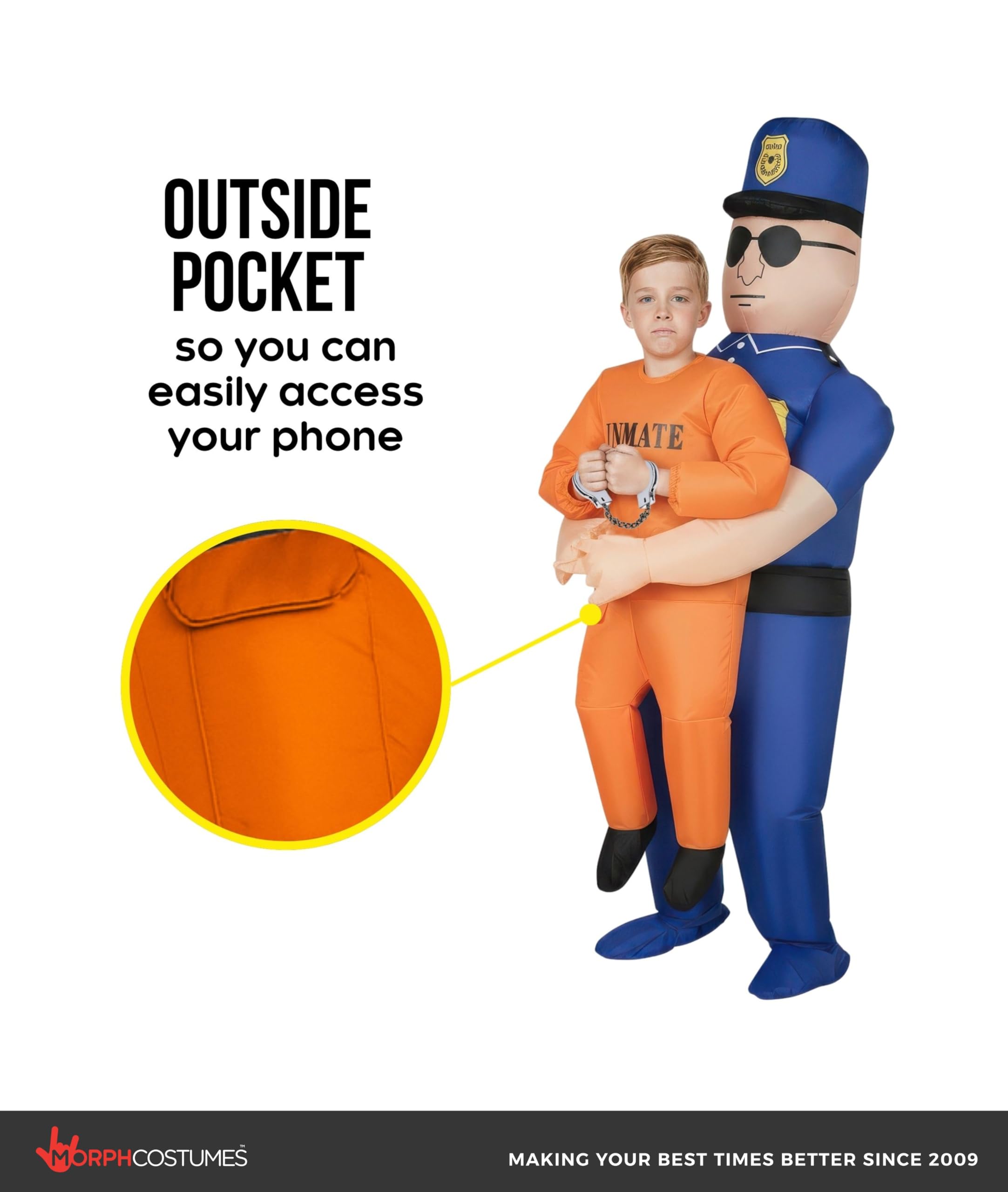 Morph Inflatable Police Officer Costume for Kids, Inflatable Costumes for Kids, Boys Halloween Costume - Image 2