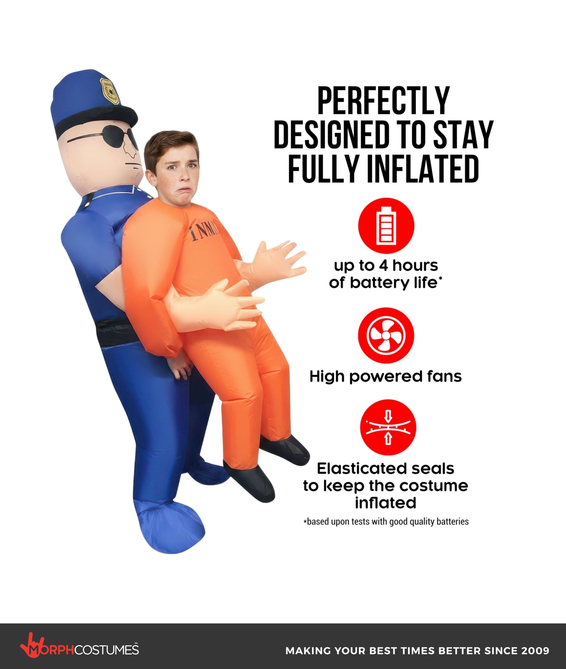 Morph Inflatable Police Officer Costume for Kids, Inflatable Costumes for Kids, Boys Halloween Costume - Image 3