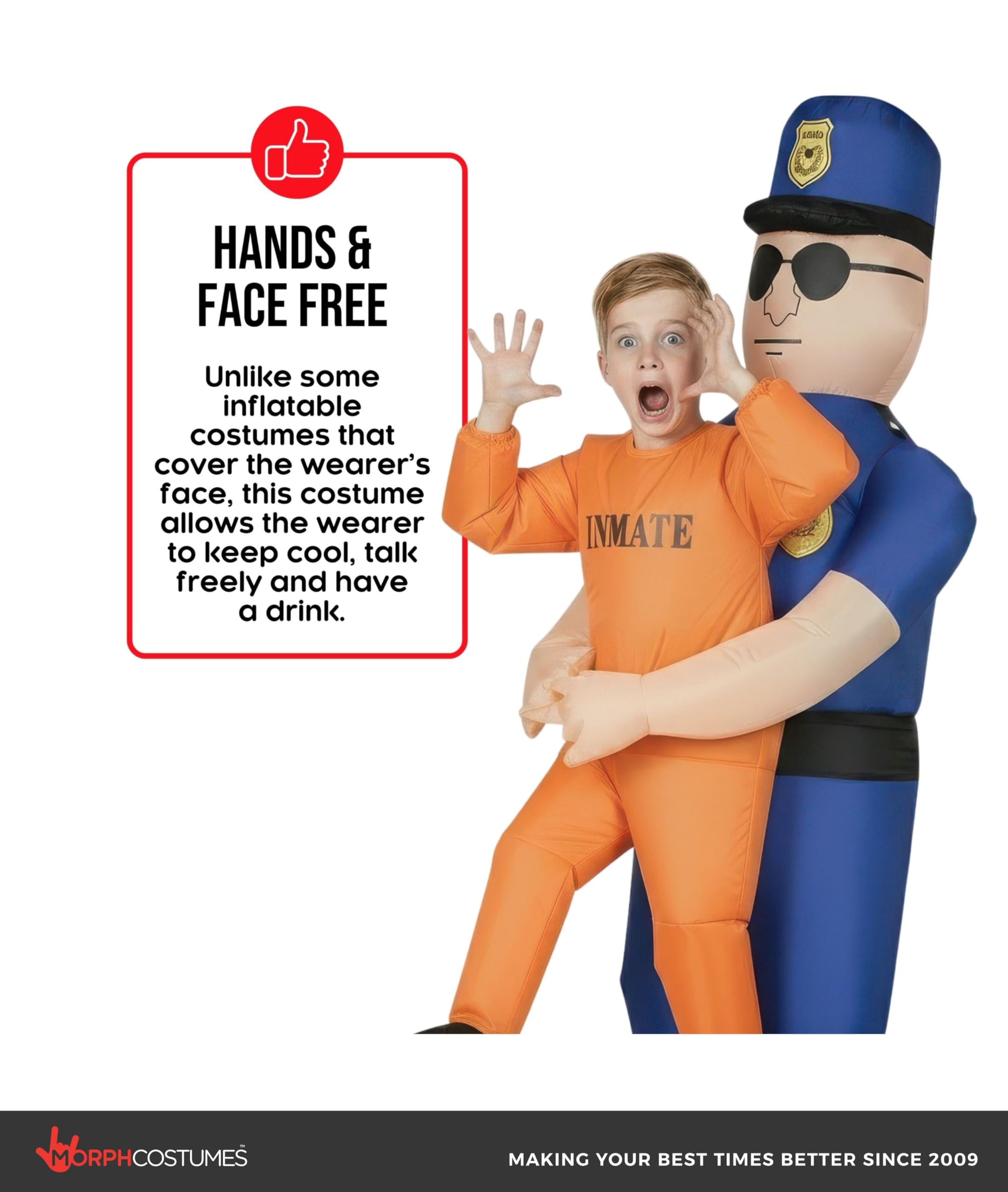 Morph Inflatable Police Officer Costume for Kids, Inflatable Costumes for Kids, Boys Halloween Costume - Image 4