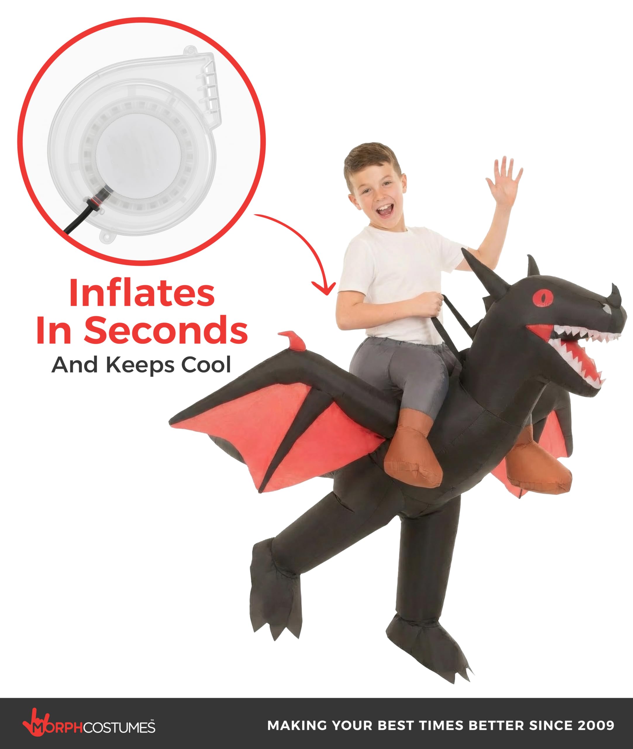 Morph Inflatable Ride-On Dragon Halloween Costume for Adults - Image 7