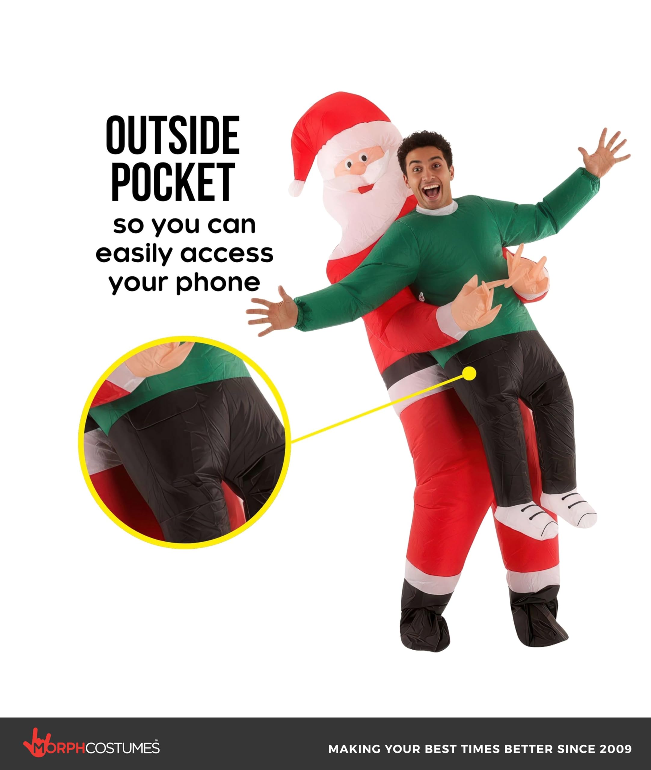Morph Inflatable Santa Claus Costume for Men, Inflatable Christmas Costumes, Christmas Costumes for Adults - Image 3
