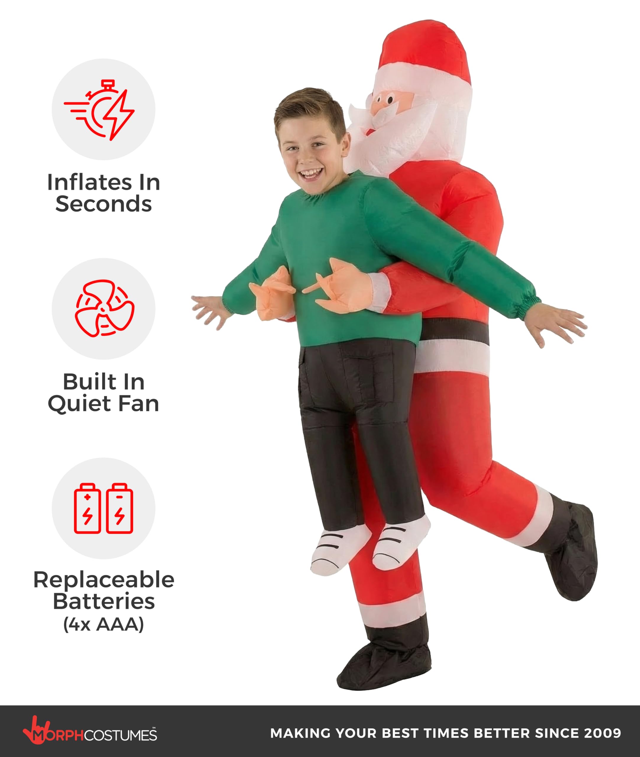 Morph Inflatable Santa Costume For Kids, Blow Up Santa Costume, Inflatable Santa Suit, Christmas Inflatable Costumes - Image 3