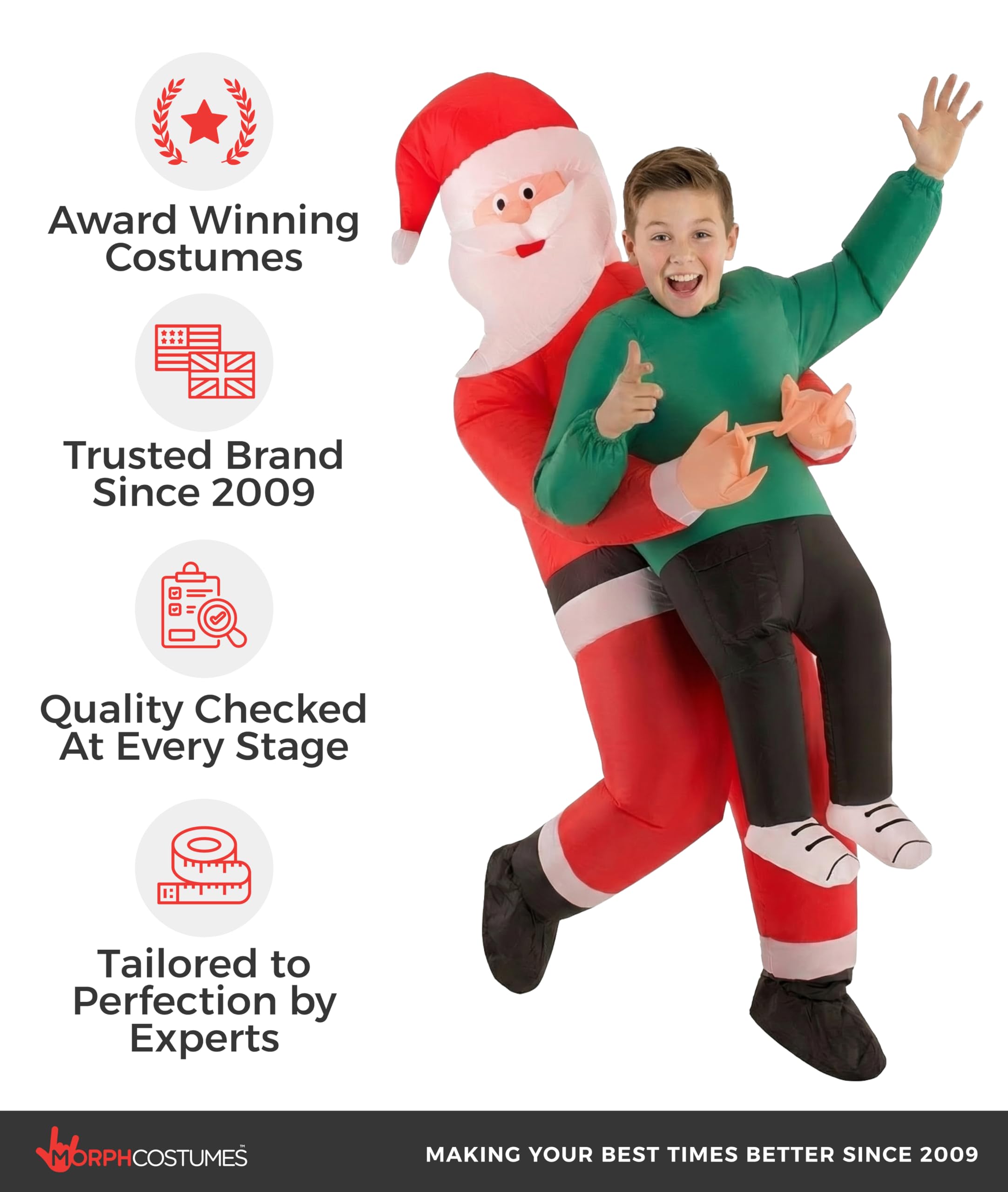 Morph Inflatable Santa Costume For Kids, Blow Up Santa Costume, Inflatable Santa Suit, Christmas Inflatable Costumes - Image 5