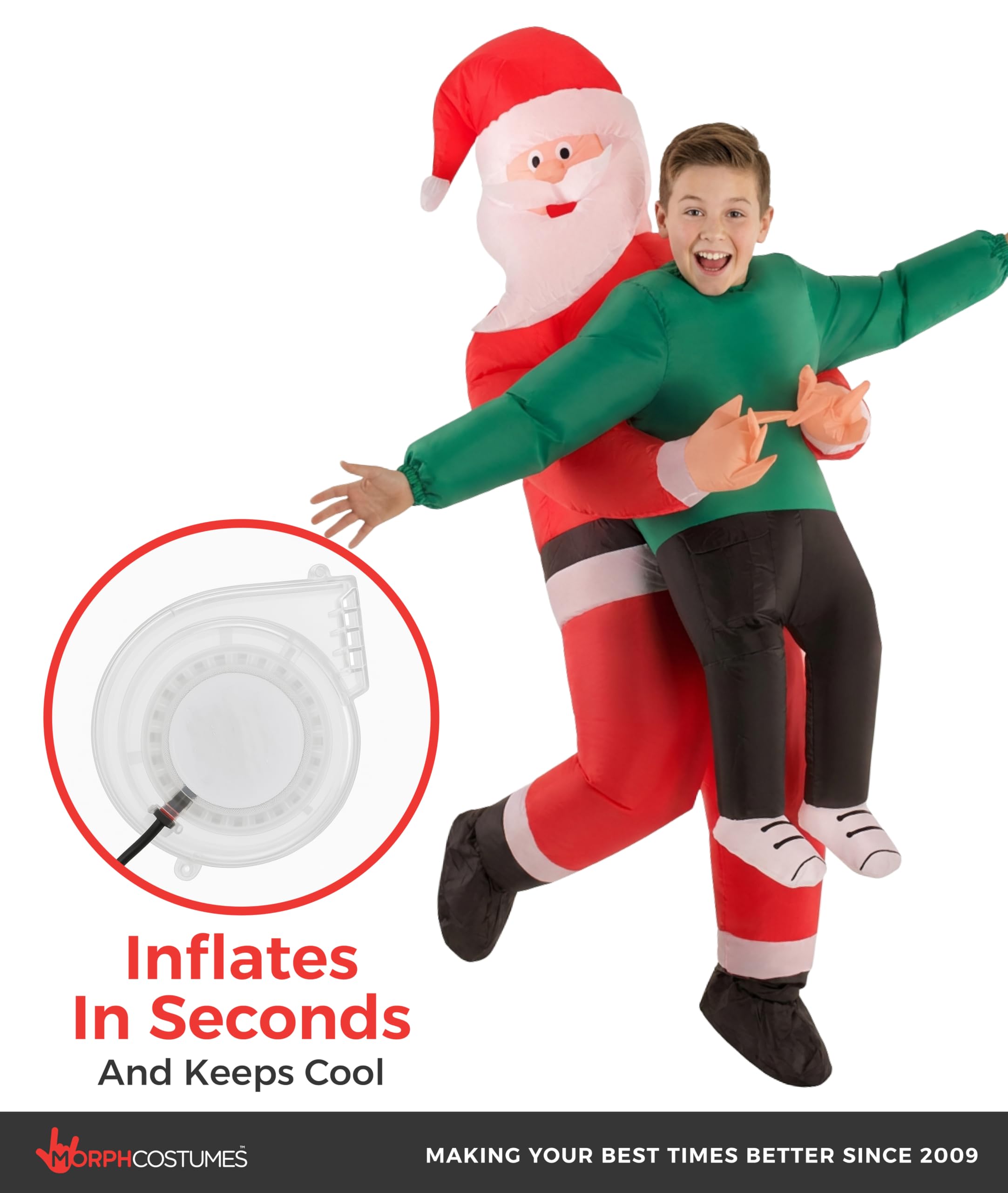 Morph Inflatable Santa Costume For Kids, Blow Up Santa Costume, Inflatable Santa Suit, Christmas Inflatable Costumes - Image 7