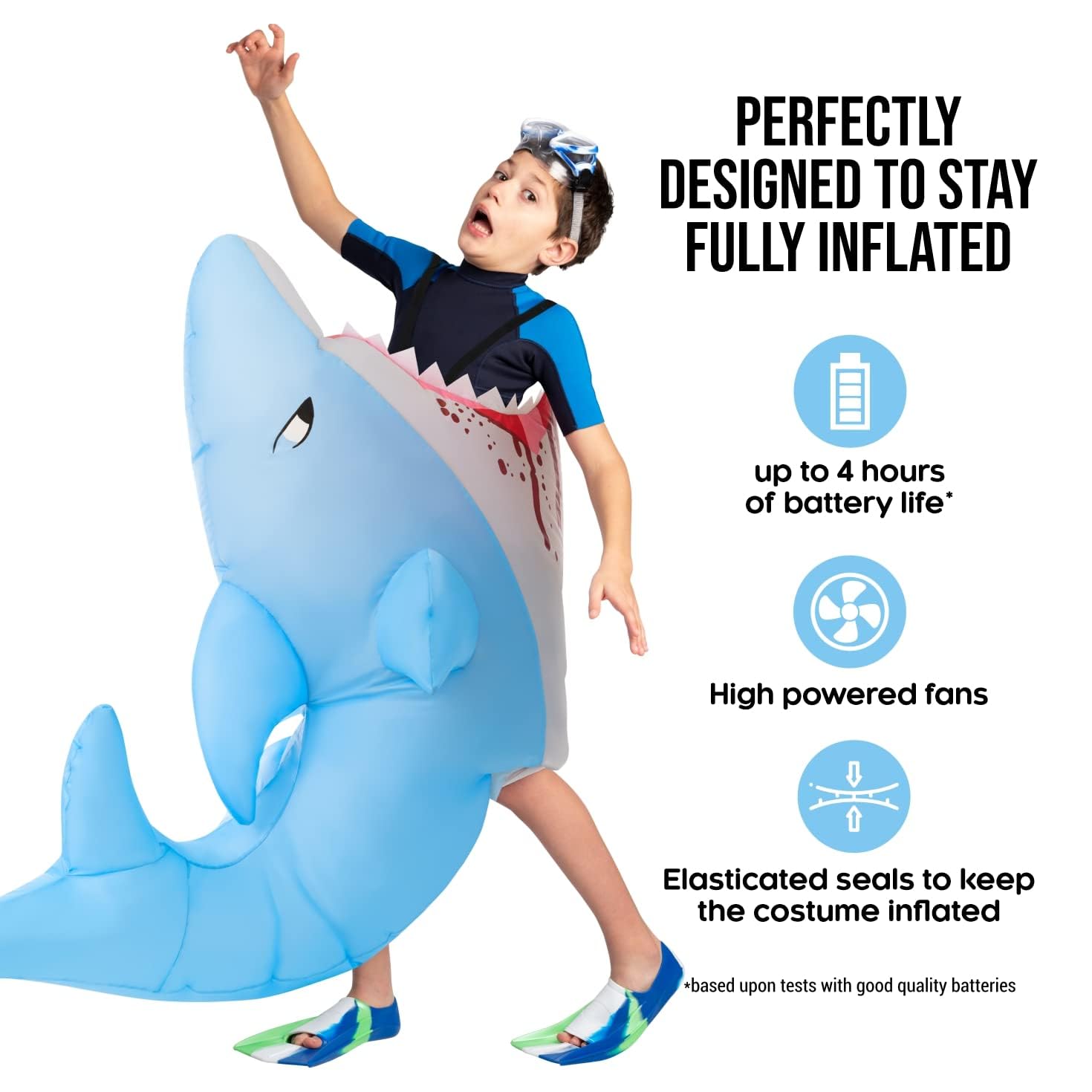 Morph Inflatable Shark Costume For Kids, Shark Attack Halloween Outfit, Halloween Blow Up For Fun Dress-Up - Image 2