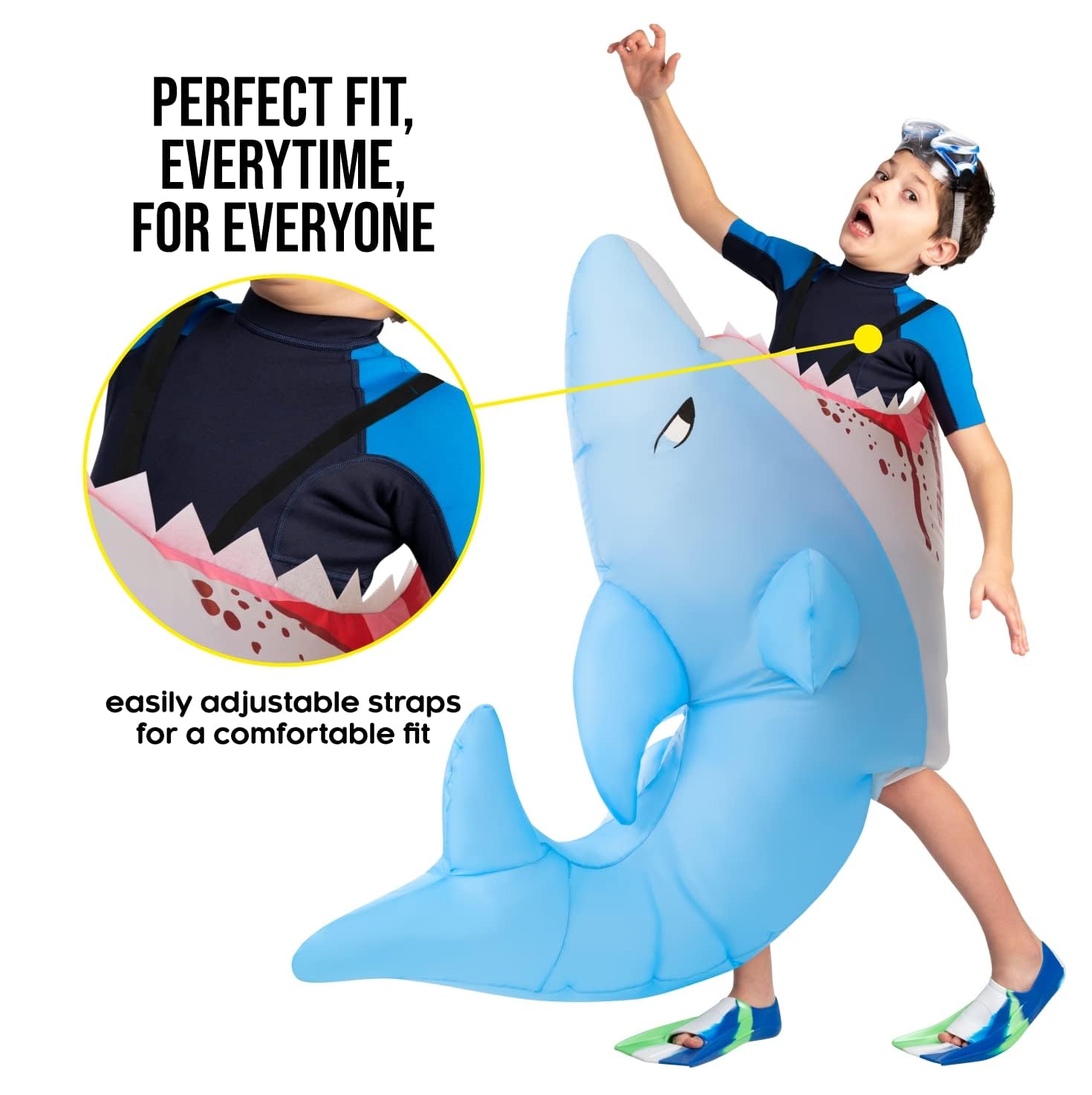 Morph Inflatable Shark Costume For Kids, Shark Attack Halloween Outfit, Halloween Blow Up For Fun Dress-Up - Image 5