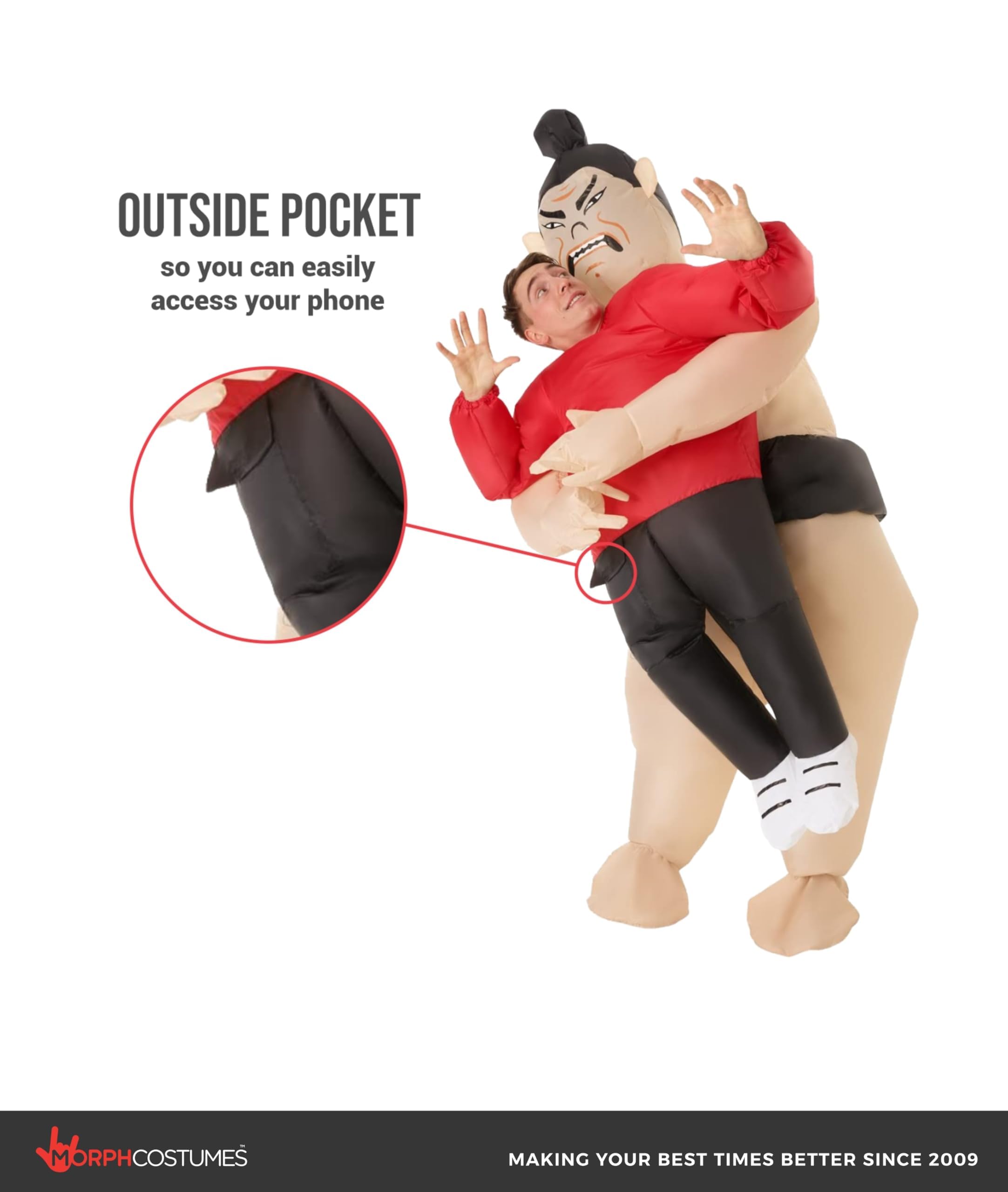 Morph Inflatable Sumo Suits For Adults, Blow Up Sumo Suits For Adults, Black and Red, One Size - Image 3